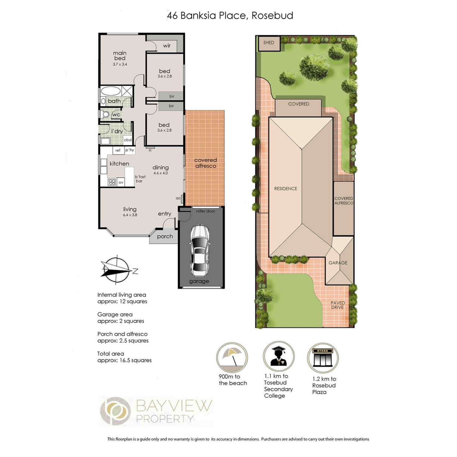 Floorplan of Homely house listing, 46 Banksia Place, Rosebud VIC 3939