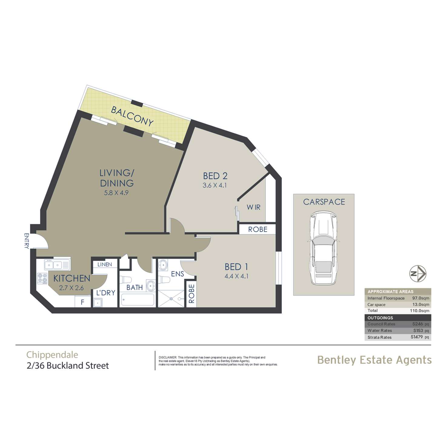 Floorplan of Homely apartment listing, 2/36 Buckland Street, Chippendale NSW 2008