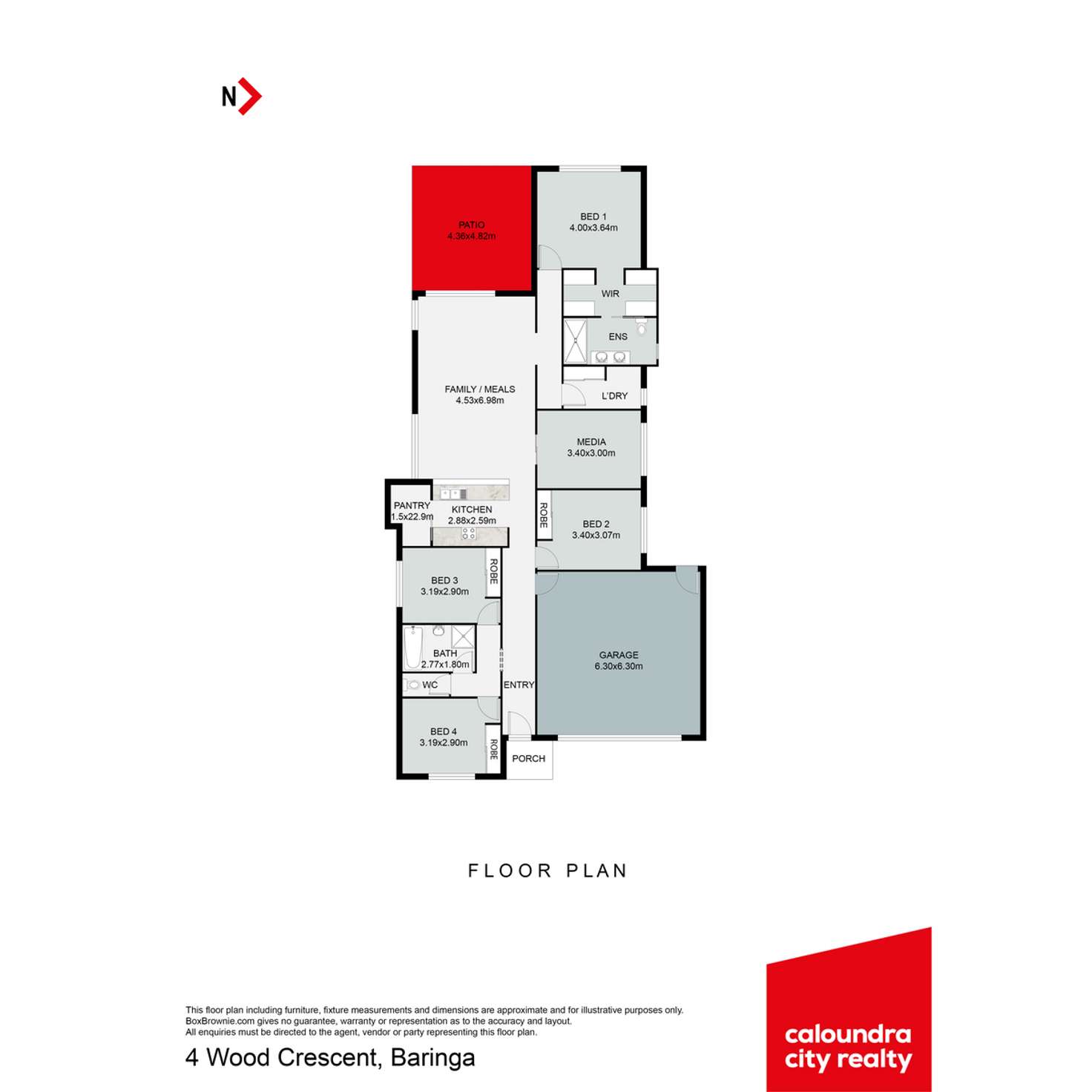 Floorplan of Homely house listing, 4 Wood Crescent, Baringa QLD 4551