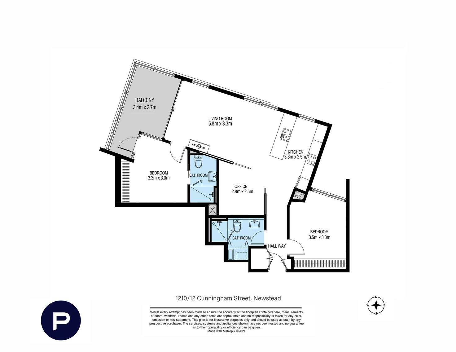 Floorplan of Homely apartment listing, 1210/12 Cunningham Street, Newstead QLD 4006