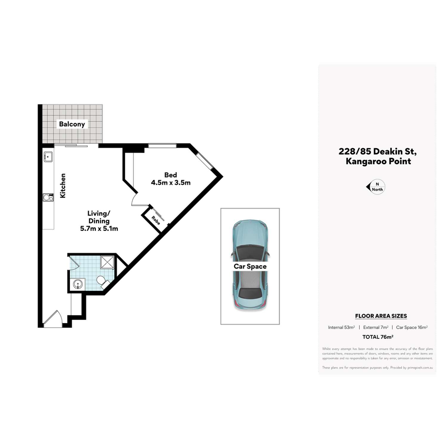 Floorplan of Homely unit listing, 228/85 Deakin Street, Kangaroo Point QLD 4169