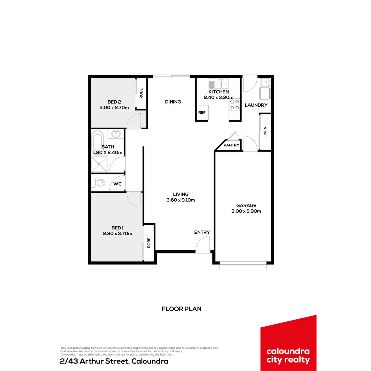 Floorplan of Homely semiDetached listing, 2/43 Arthur Street, Caloundra QLD 4551