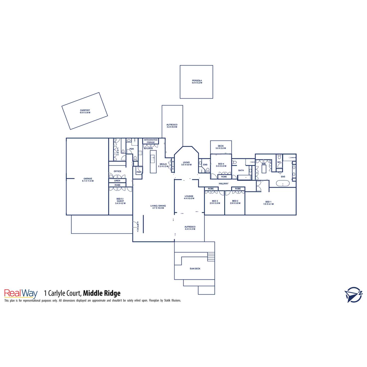 Floorplan of Homely house listing, 1 Carlyle Court, Middle Ridge QLD 4350