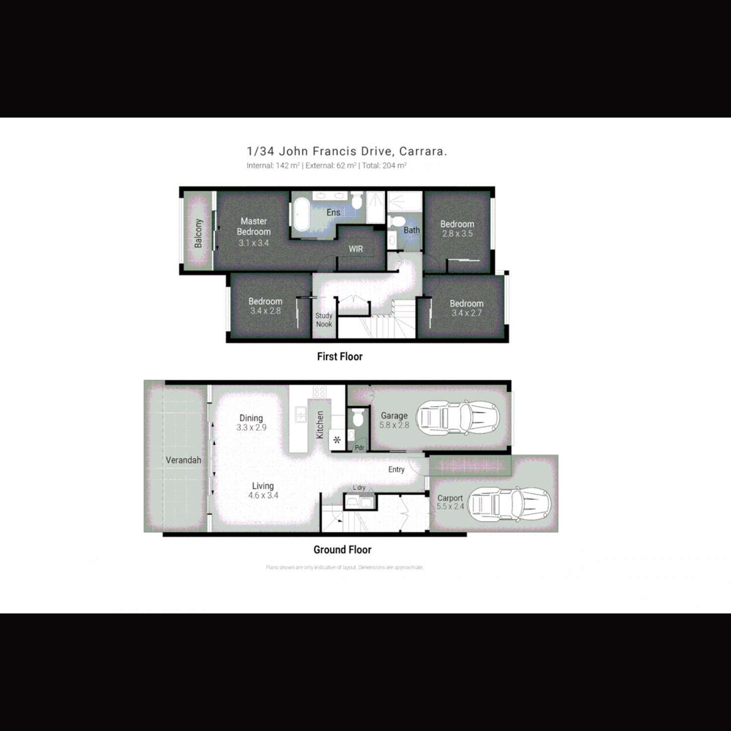 Floorplan of Homely townhouse listing, 1/34 John Francis Drive, Carrara QLD 4211