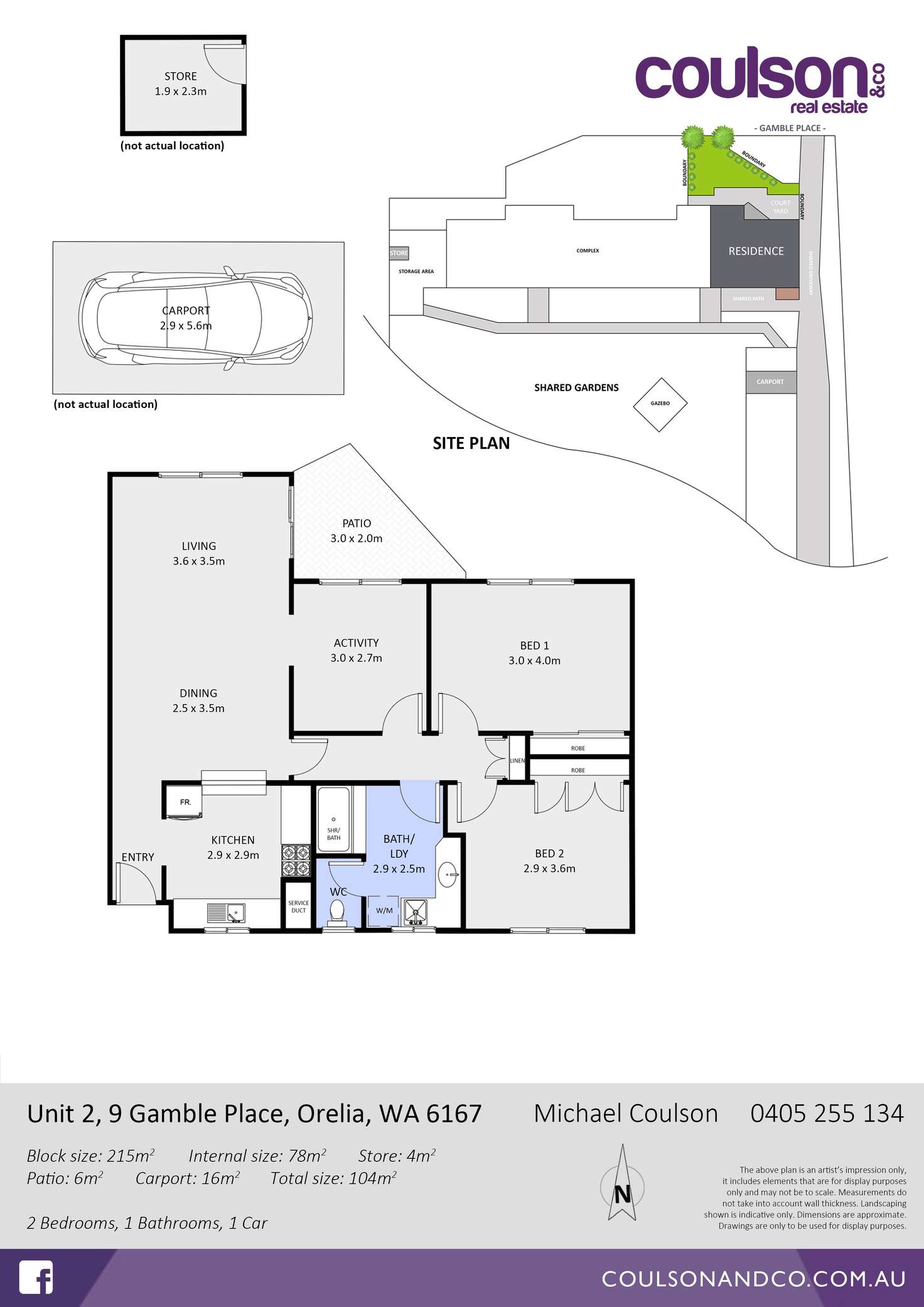 Floorplan of Homely apartment listing, 2/9 Gamble Place, Orelia WA 6167