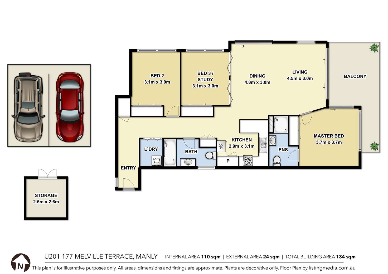 Floorplan of Homely apartment listing, 201/177 Melville Terrace, Manly QLD 4179