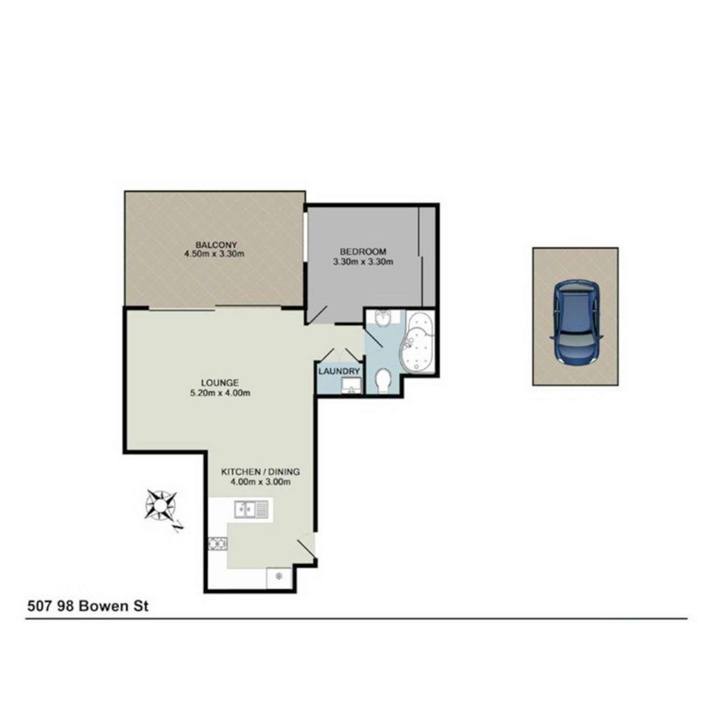 Floorplan of Homely apartment listing, 507/100 Bowen Street, Spring Hill QLD 4000