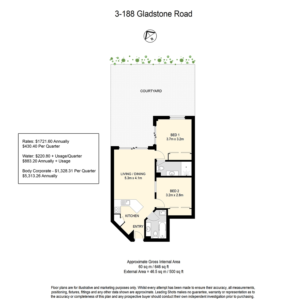 Floorplan of Homely unit listing, 3/188 Gladstone Road, Highgate Hill QLD 4101