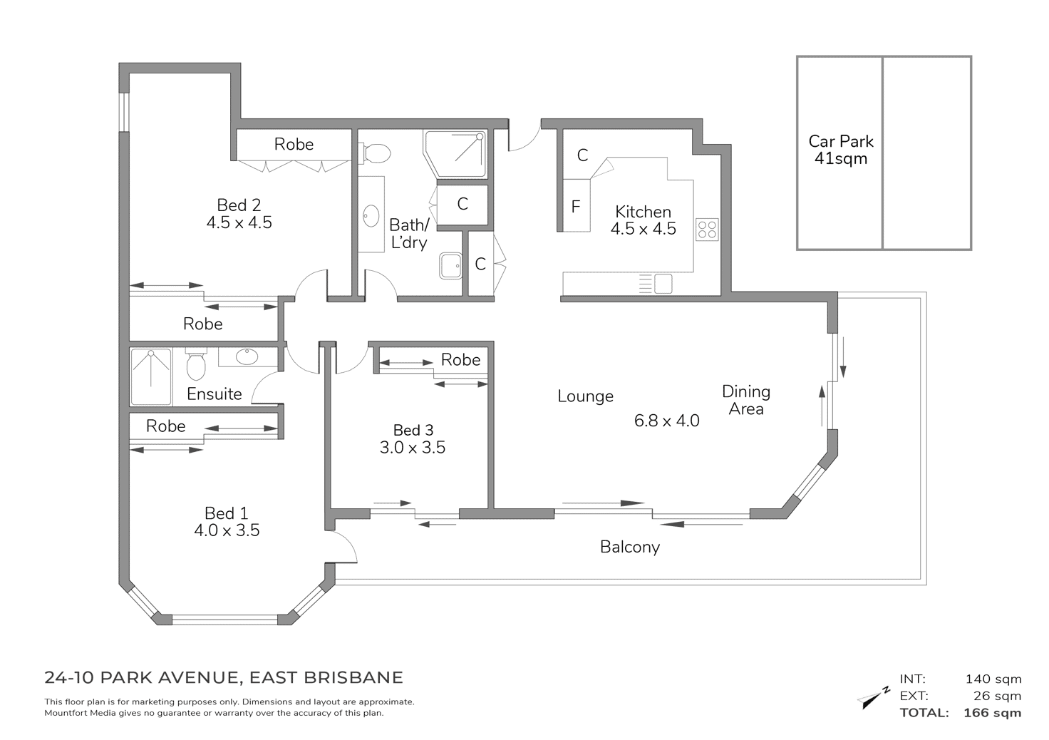 Floorplan of Homely apartment listing, 24/10 Park Avenue, Kangaroo Point QLD 4169
