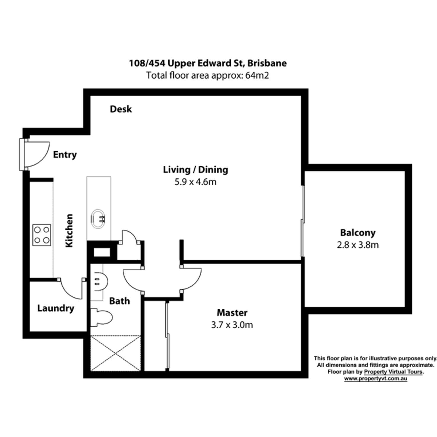 Floorplan of Homely apartment listing, 108/454 Upper Edward Street, Spring Hill QLD 4000
