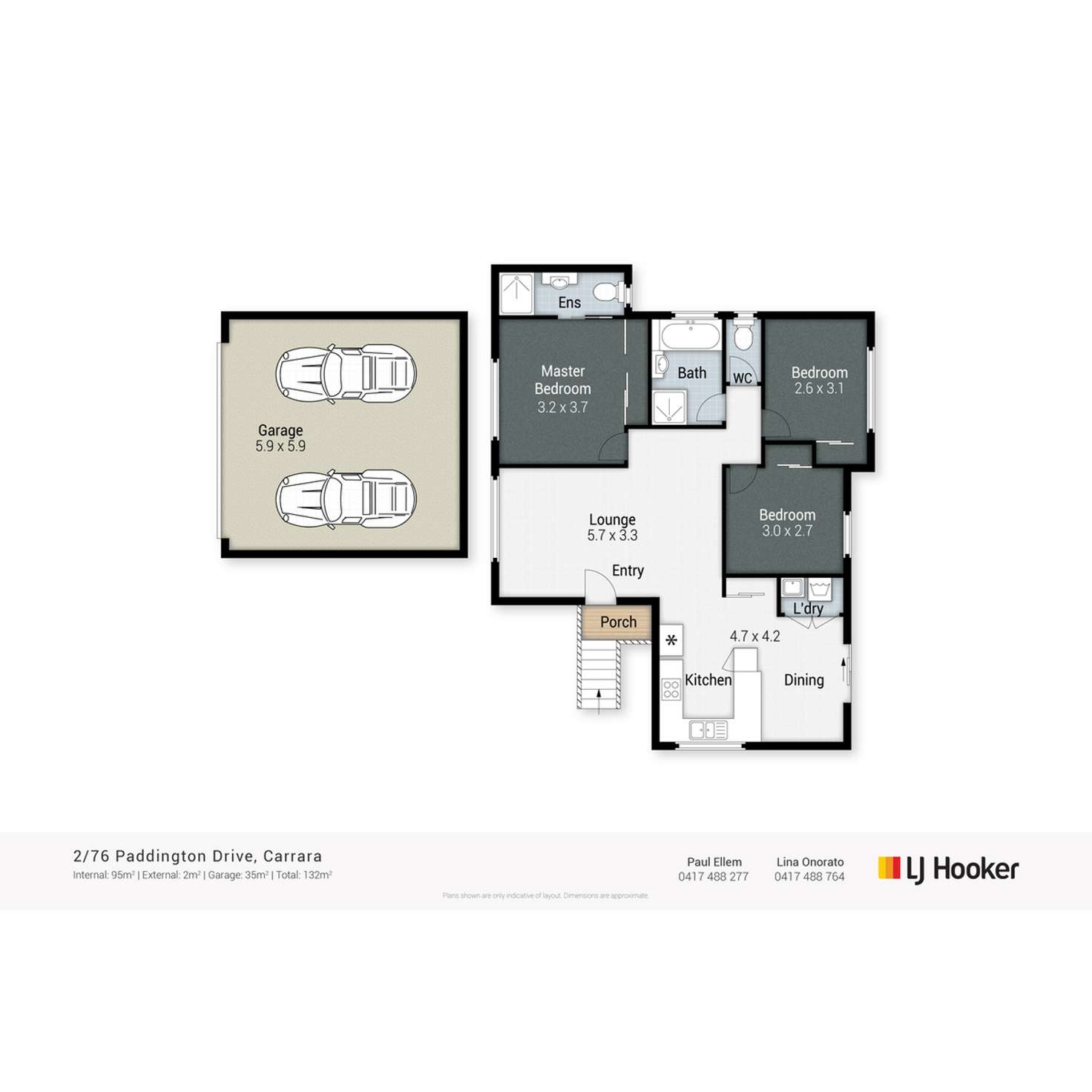Floorplan of Homely semiDetached listing, 2/76 Paddington Drive, Carrara QLD 4211