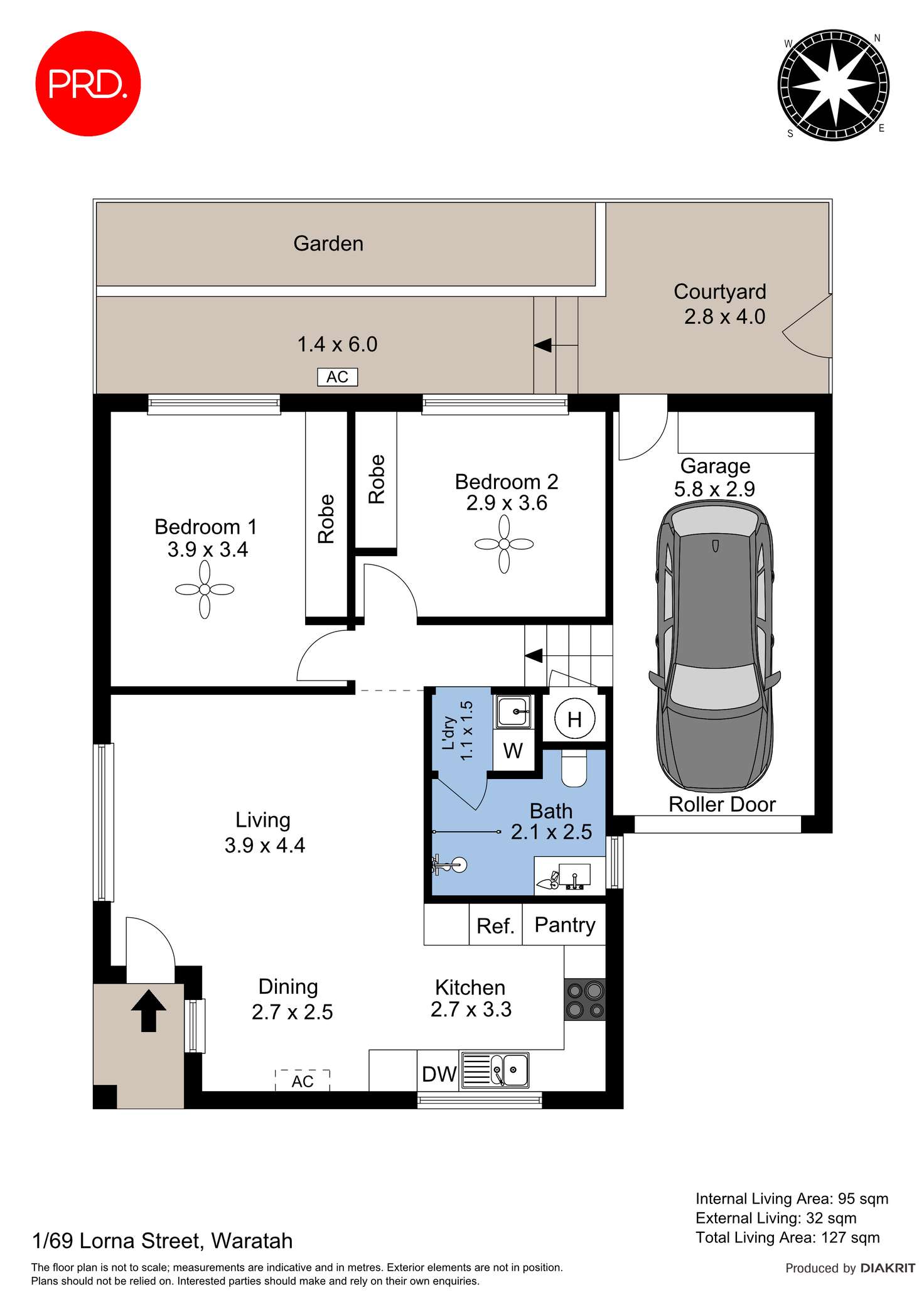 Floorplan of Homely villa listing, 1/69 Lorna Street, Waratah NSW 2298