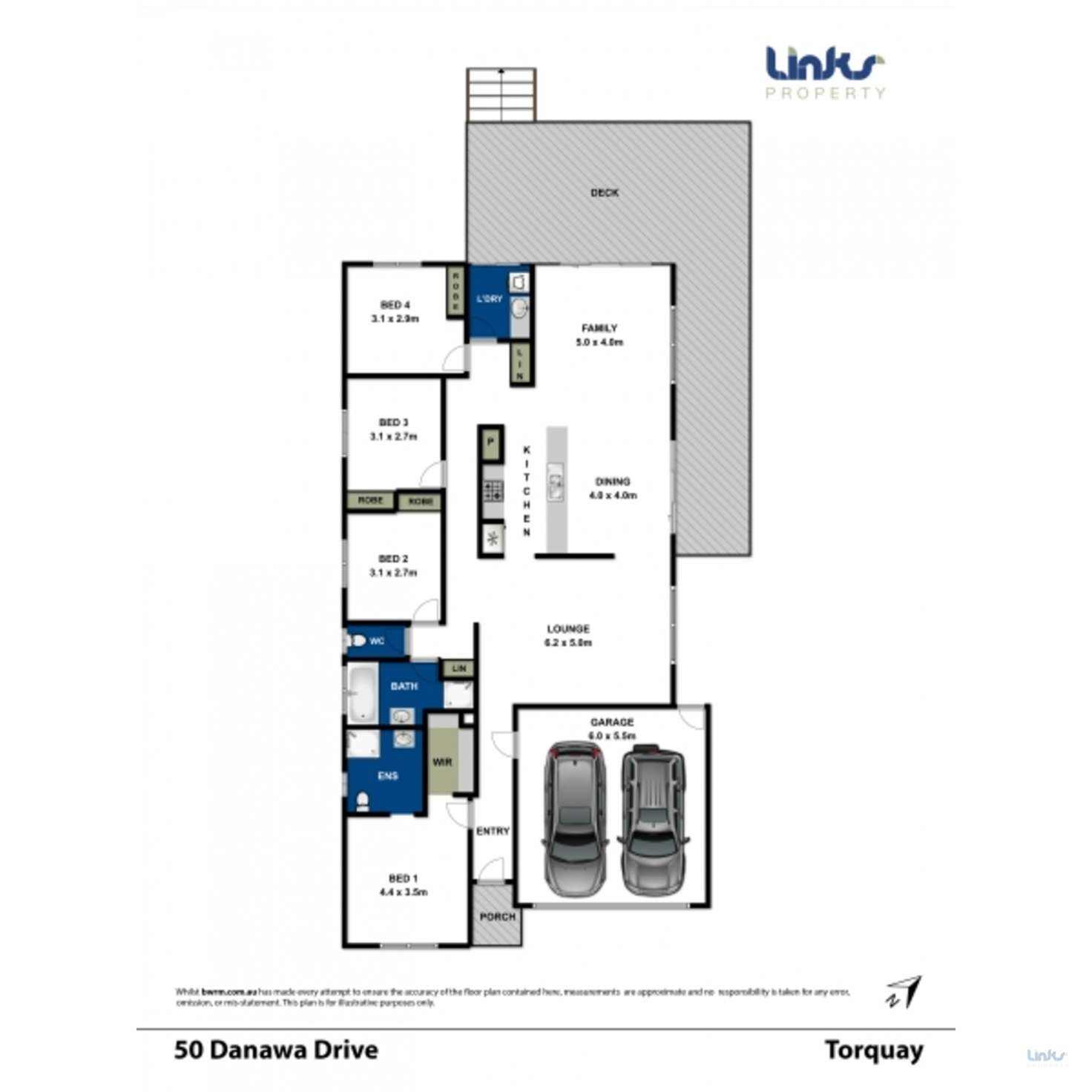 Floorplan of Homely house listing, 50 Danawa Drive, Torquay VIC 3228