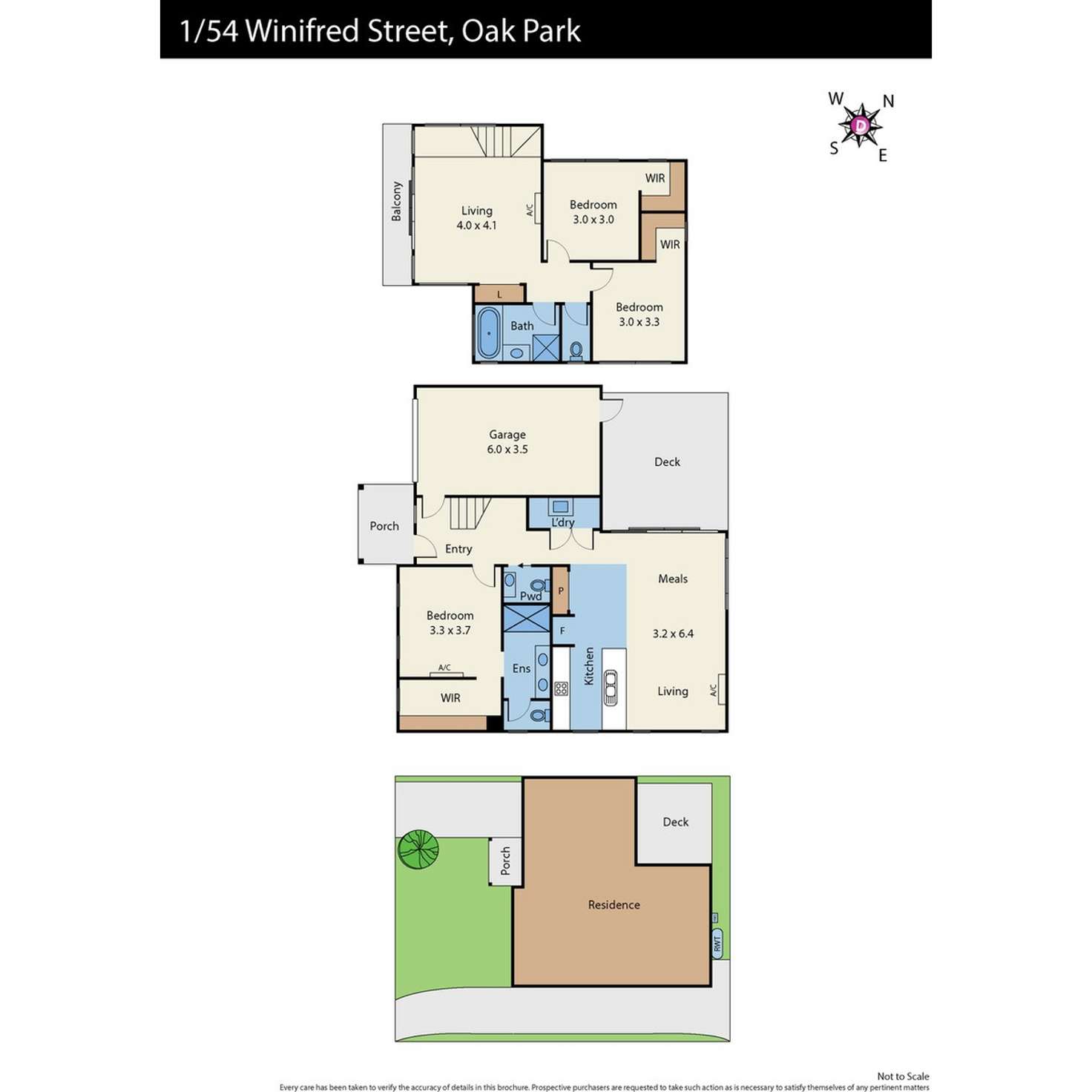 Floorplan of Homely townhouse listing, 1/54 Winifred Street, Oak Park VIC 3046