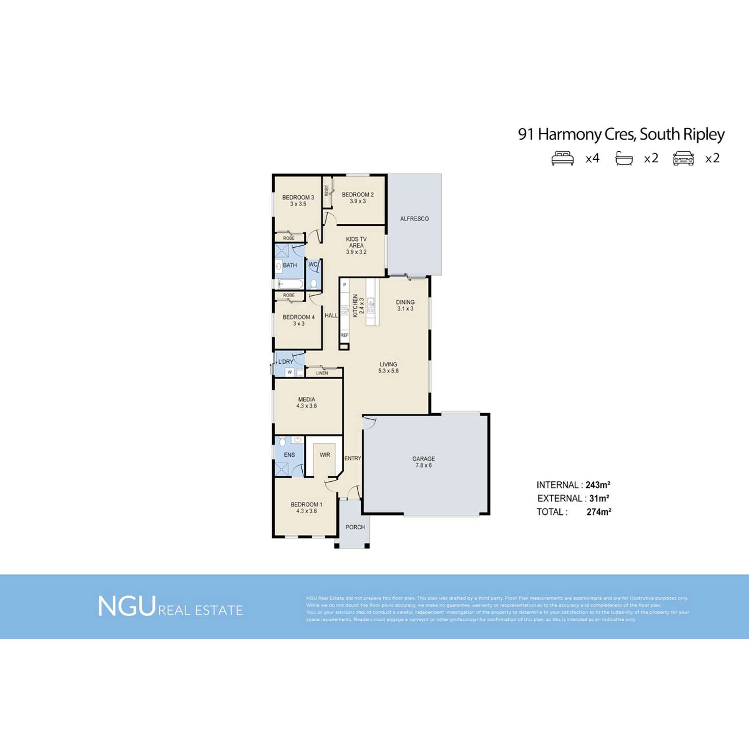 Floorplan of Homely house listing, 91 Harmony Crescent, South Ripley QLD 4306