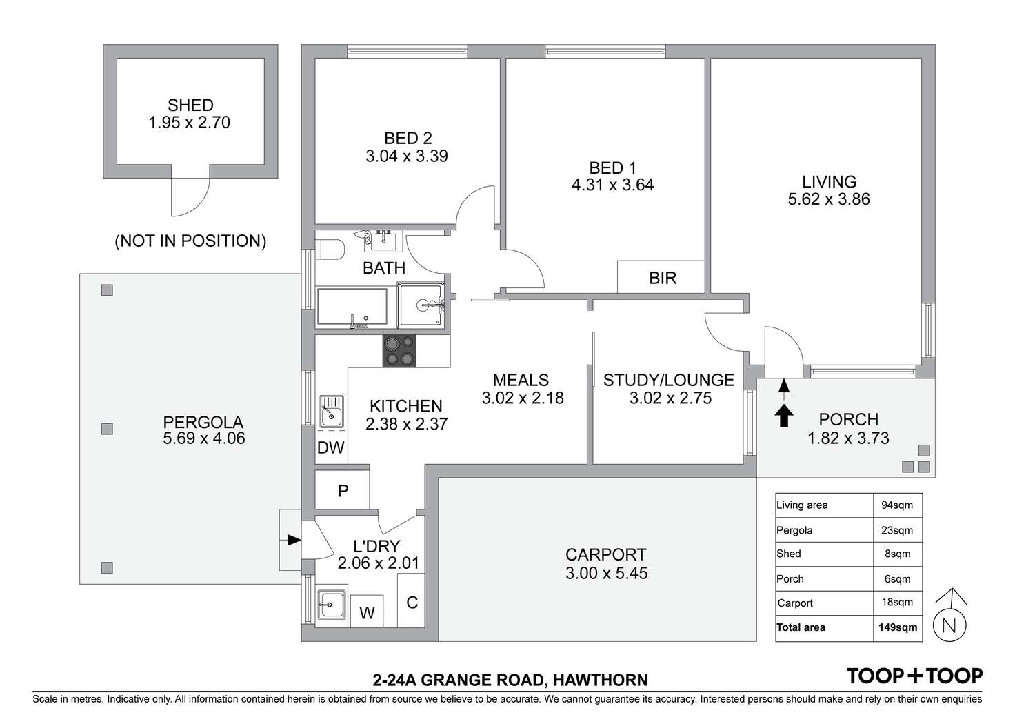 Floorplan of Homely unit listing, 2/24A Grange Road, Hawthorn SA 5062