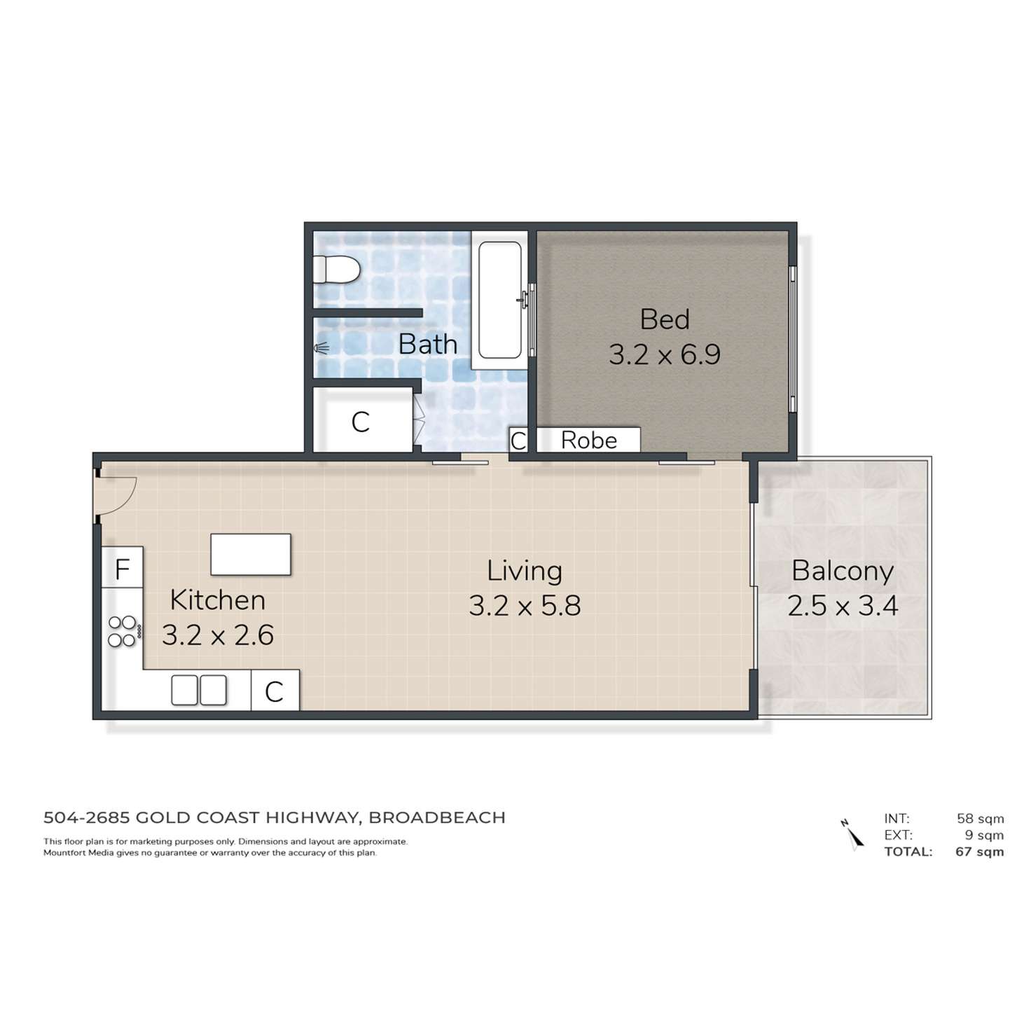 Floorplan of Homely apartment listing, 504/2685-2689 Gold Coast Highway, Broadbeach QLD 4218