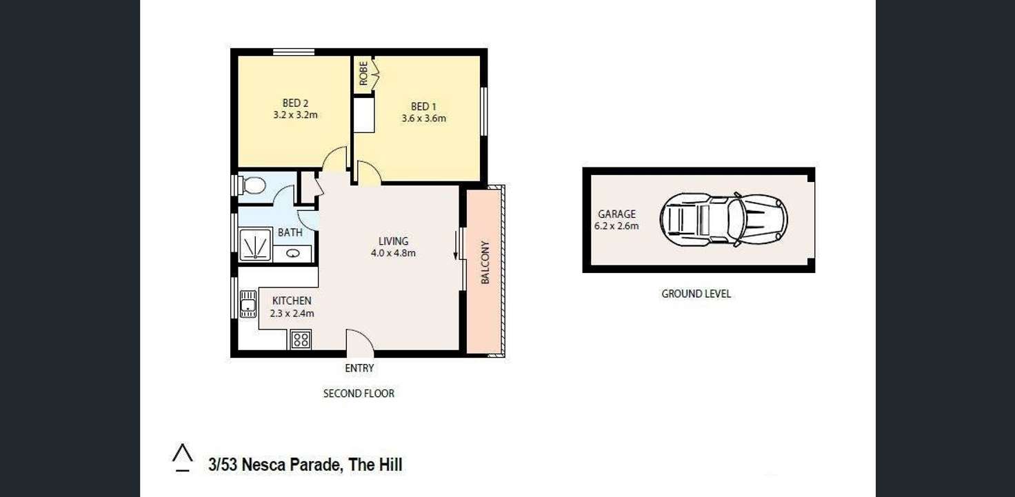 Floorplan of Homely unit listing, 3/53 Nesca Parade, The Hill NSW 2300