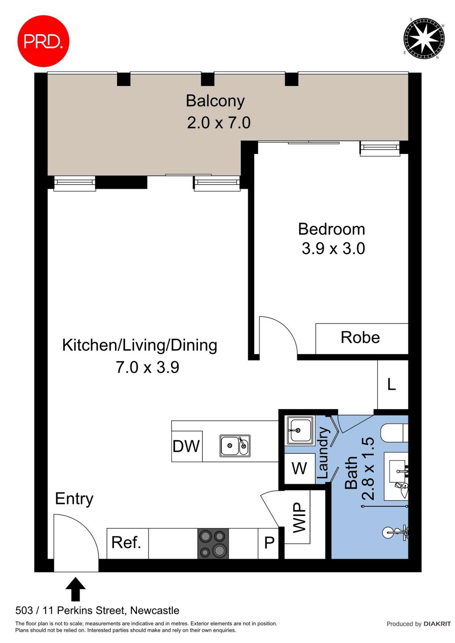 Floorplan of Homely apartment listing, 503/11 Perkins Street, Newcastle NSW 2300