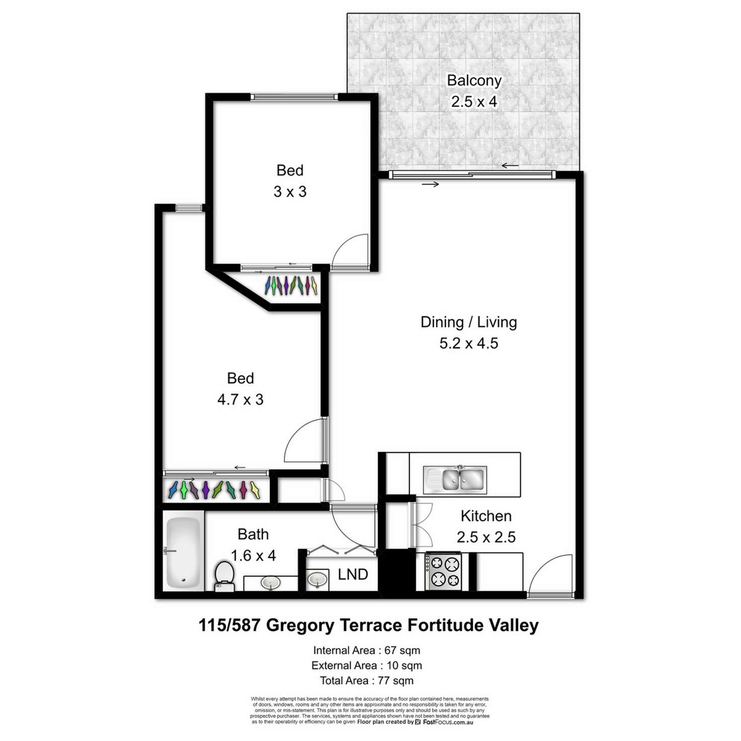 Floorplan of Homely apartment listing, 115/587 Gregory Terrace, Fortitude Valley QLD 4006