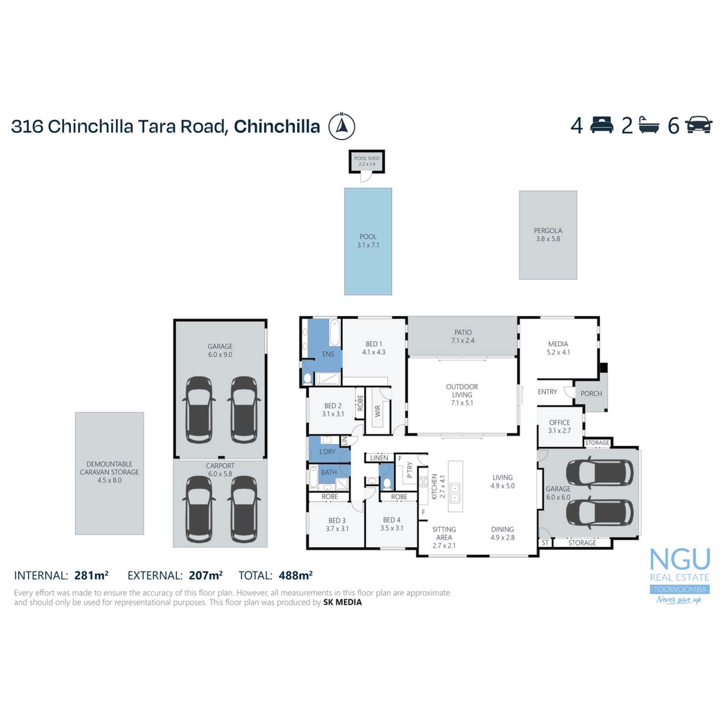 Floorplan of Homely acreageSemiRural listing, 316 Chinchilla Tara Road, Chinchilla QLD 4413