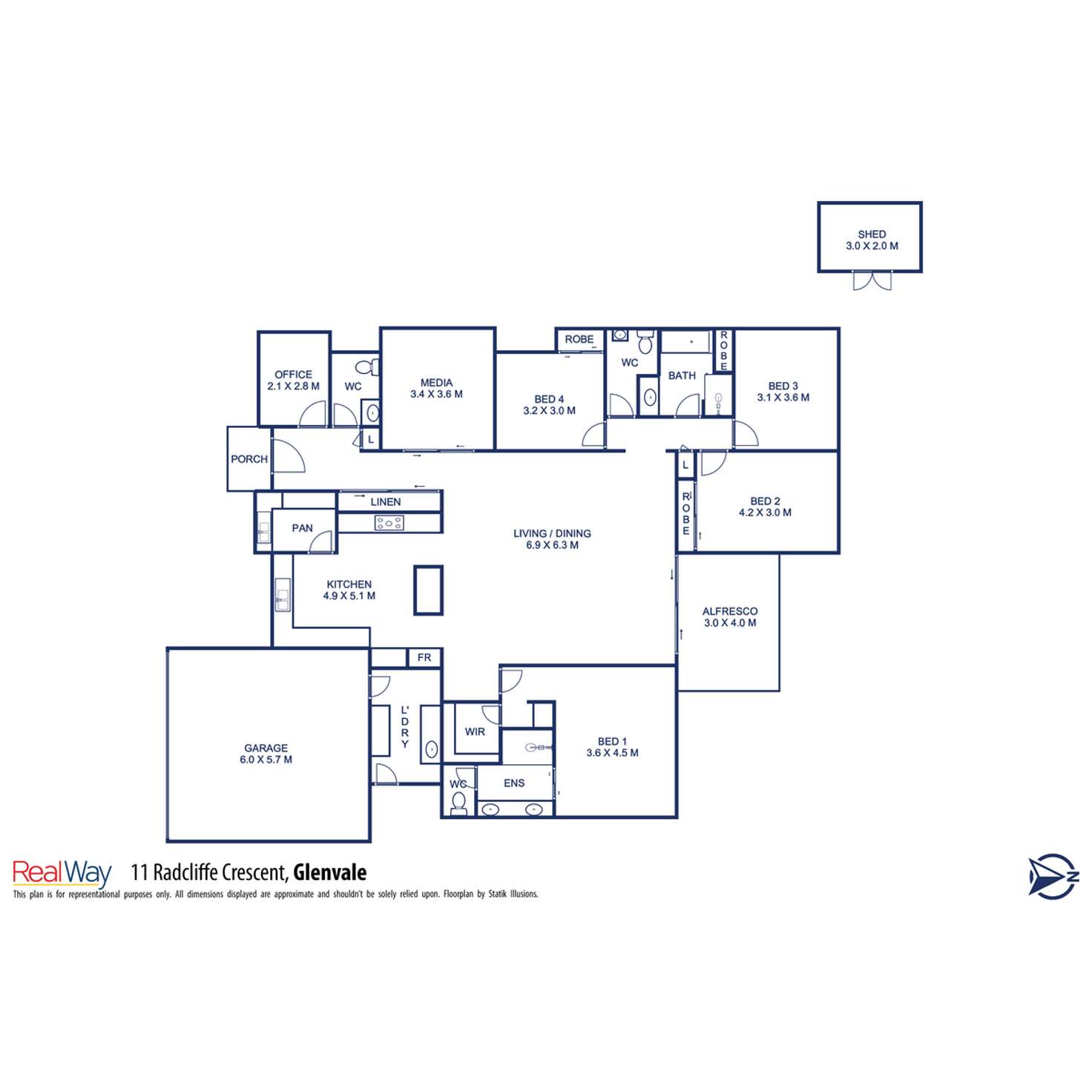 Floorplan of Homely house listing, 11 Radcliffe Crescent, Glenvale QLD 4350