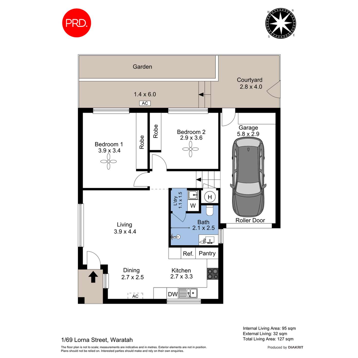 Floorplan of Homely villa listing, 1/69 Lorna Street, Waratah NSW 2298