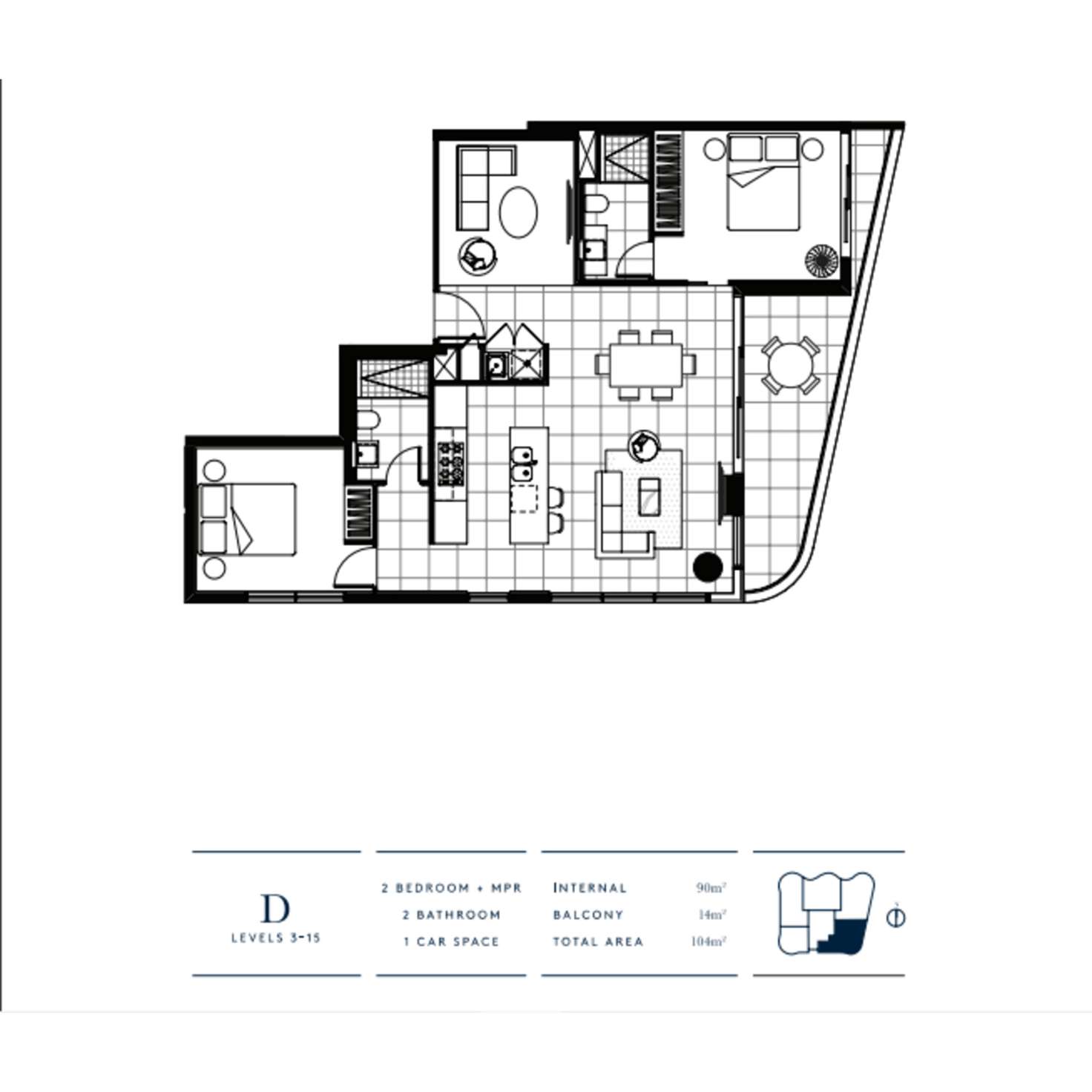 Floorplan of Homely apartment listing, 1403/4-6 Alexandra Avenue, Mermaid Beach QLD 4218