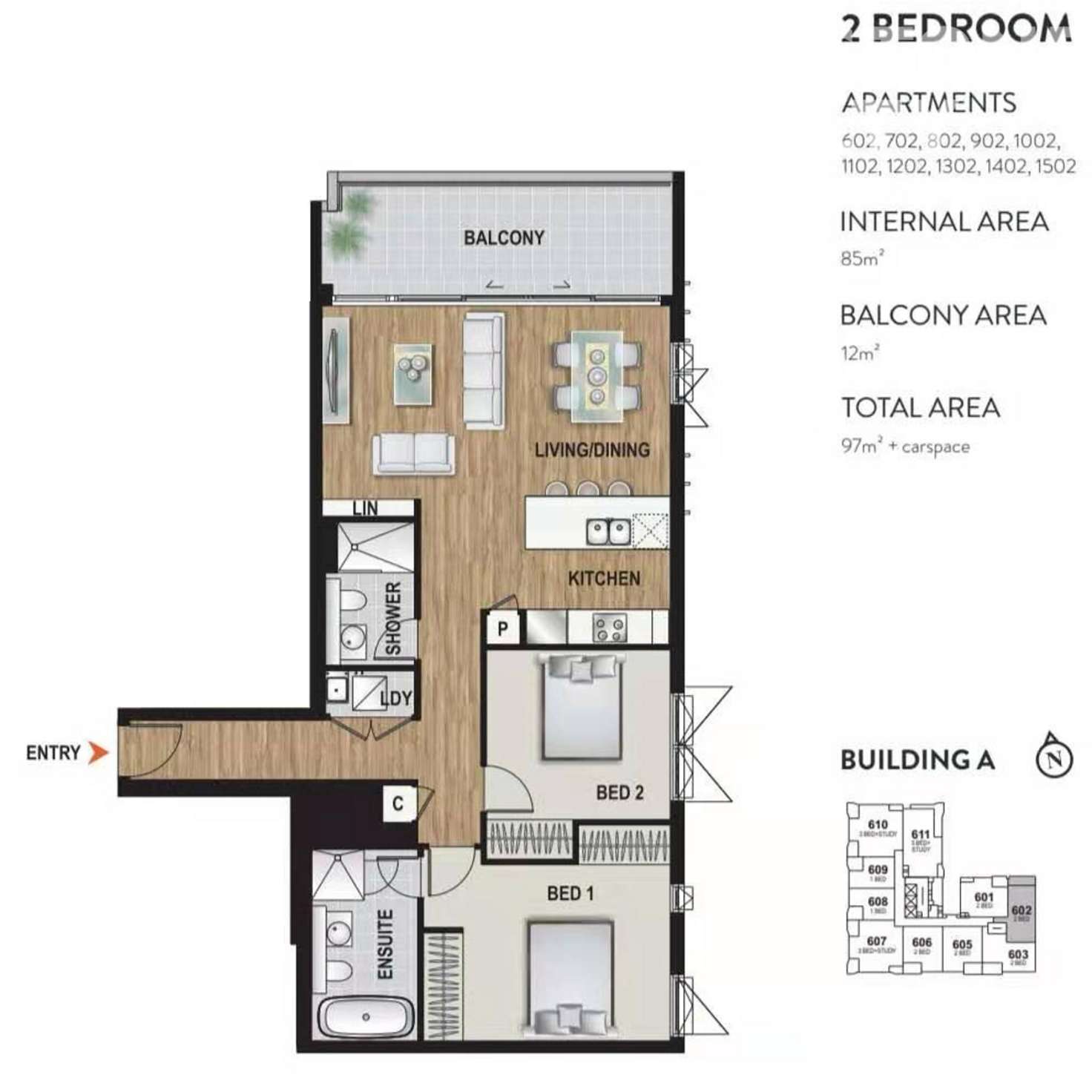 Floorplan of Homely apartment listing, 1402/128 Bank Avenue, Eastgardens NSW 2036