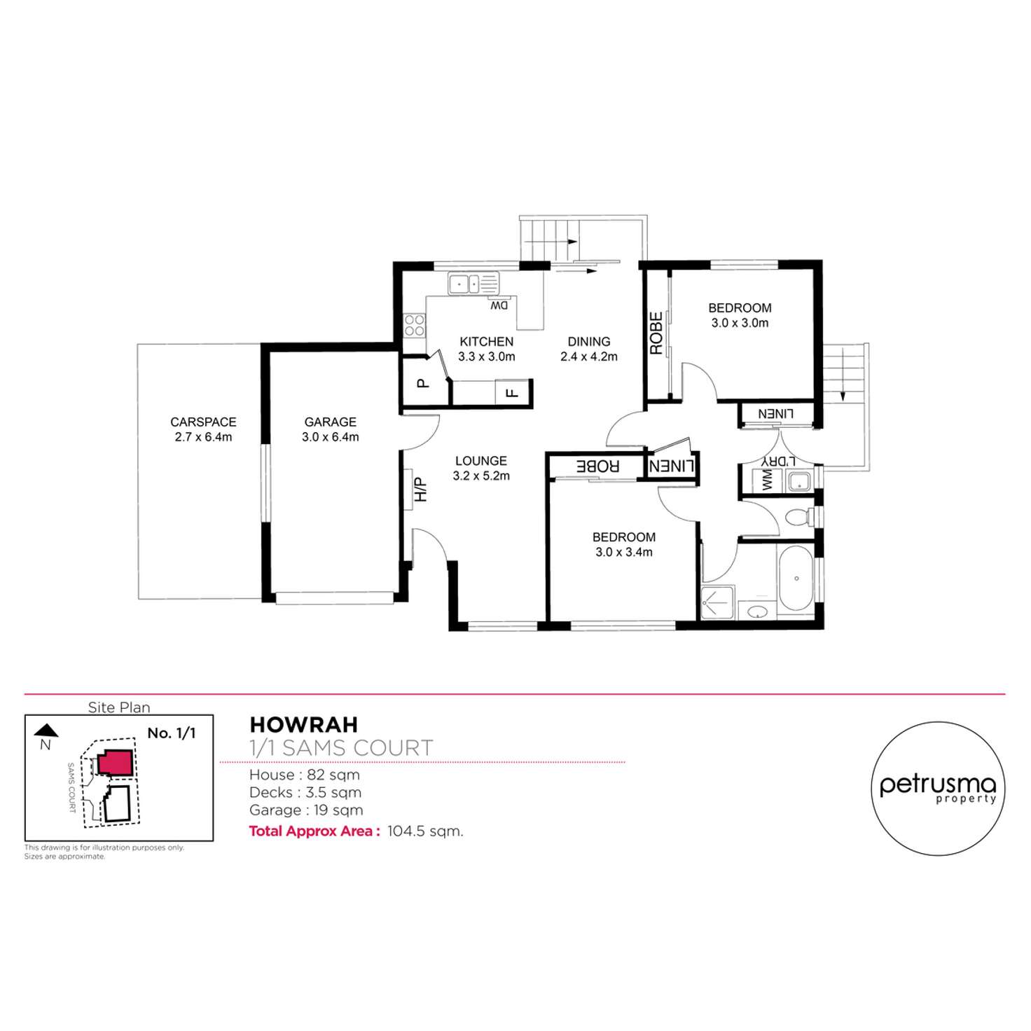 Floorplan of Homely unit listing, 1/1 Sams Court, Howrah TAS 7018