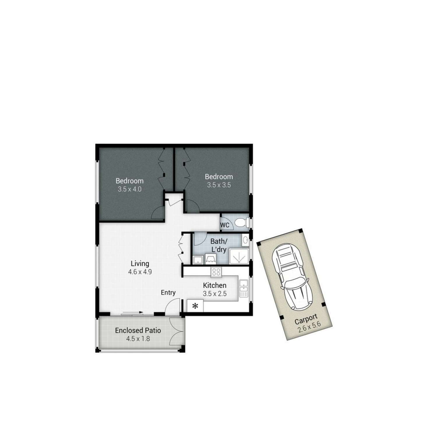 Floorplan of Homely unit listing, 1/49 Back Street, Biggera Waters QLD 4216