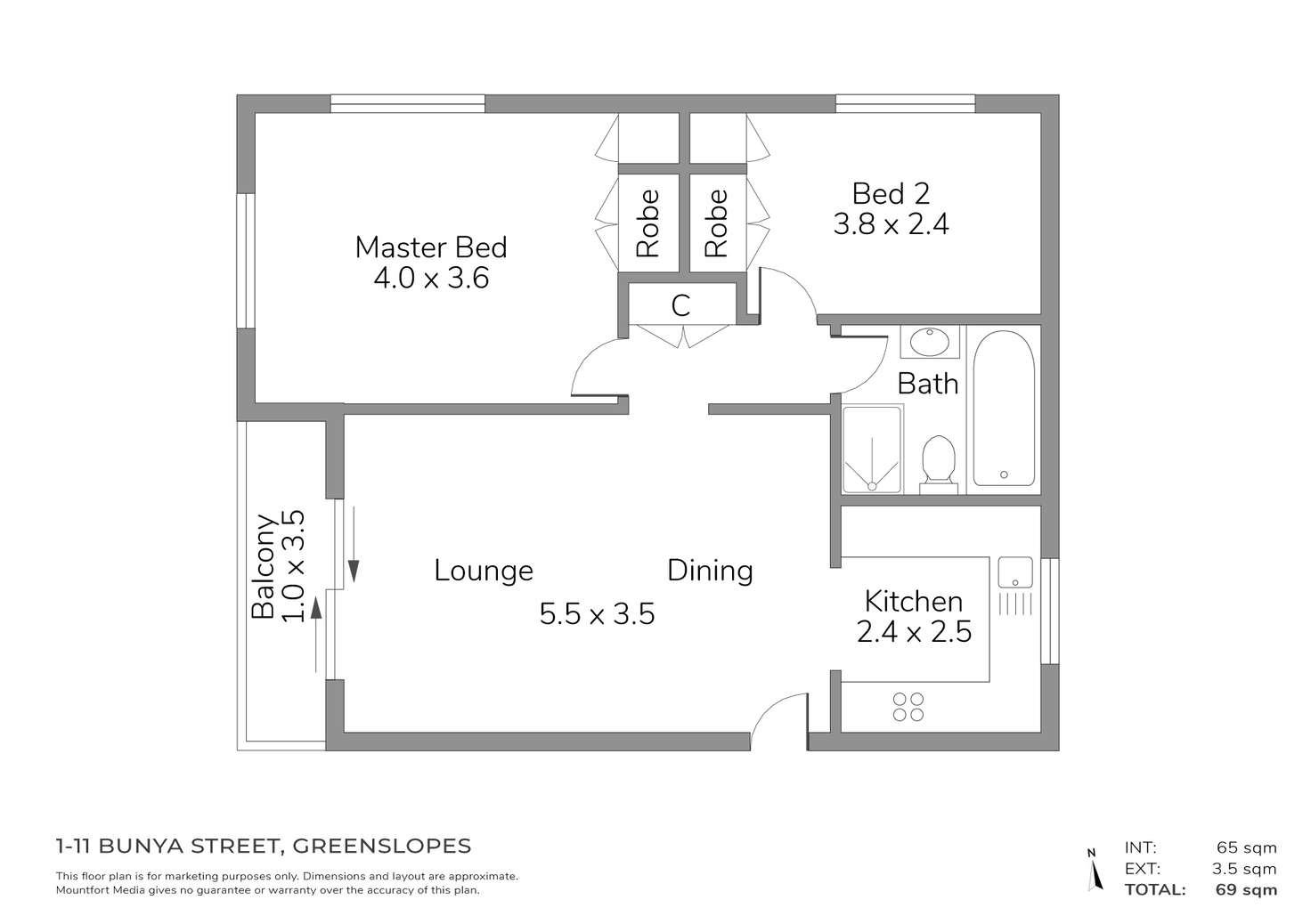 Floorplan of Homely unit listing, 1/11 Bunya Street, Greenslopes QLD 4120