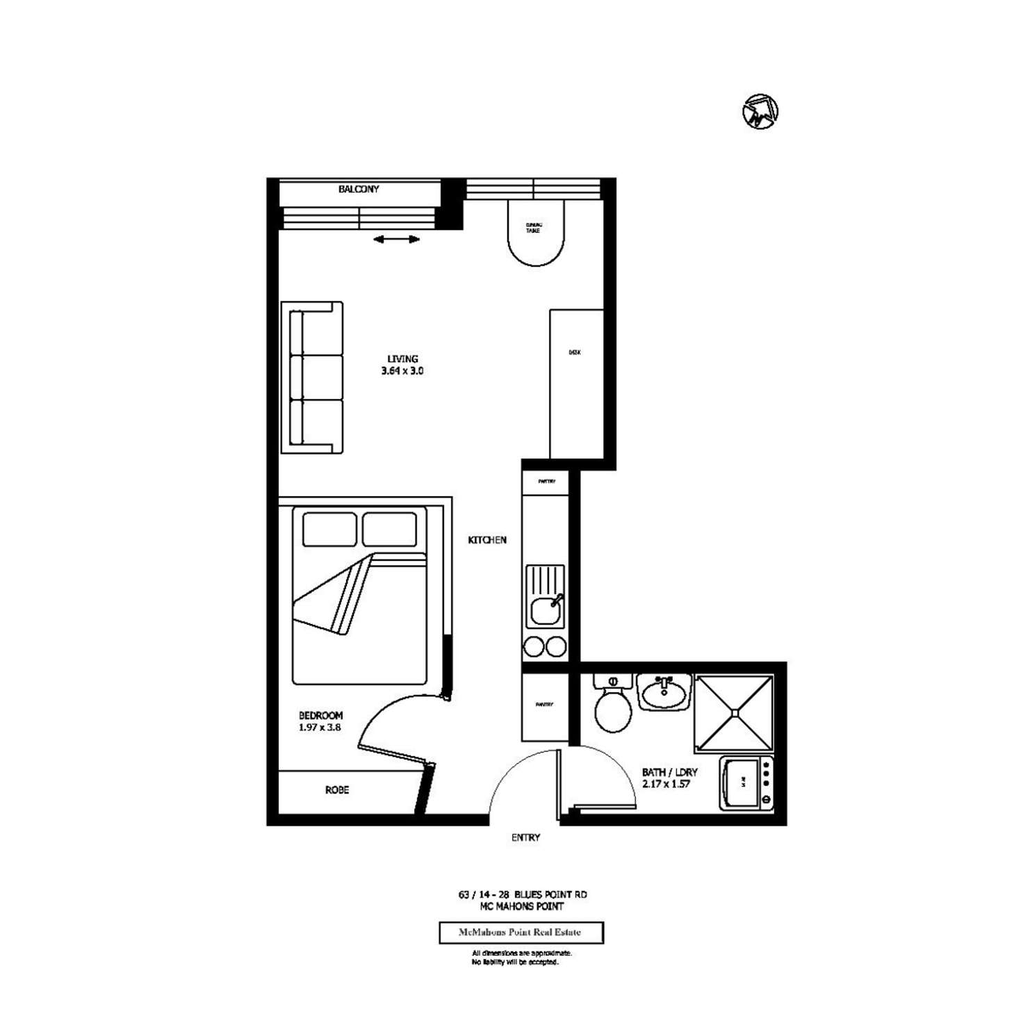 Floorplan of Homely apartment listing, 63/14-28 Blues Point Road, Mcmahons Point NSW 2060