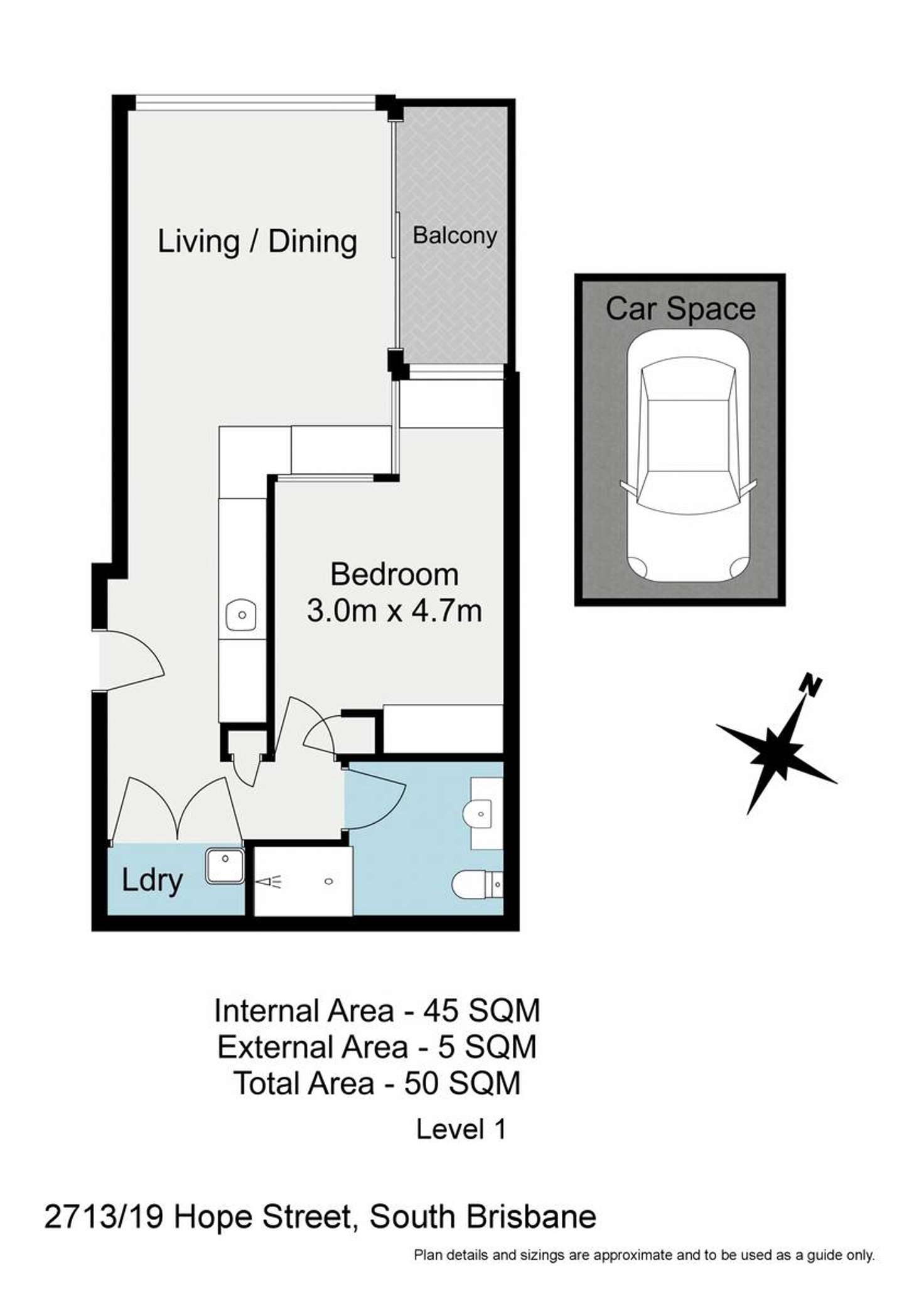 Floorplan of Homely apartment listing, 2713/19 Hope Street, South Brisbane QLD 4101