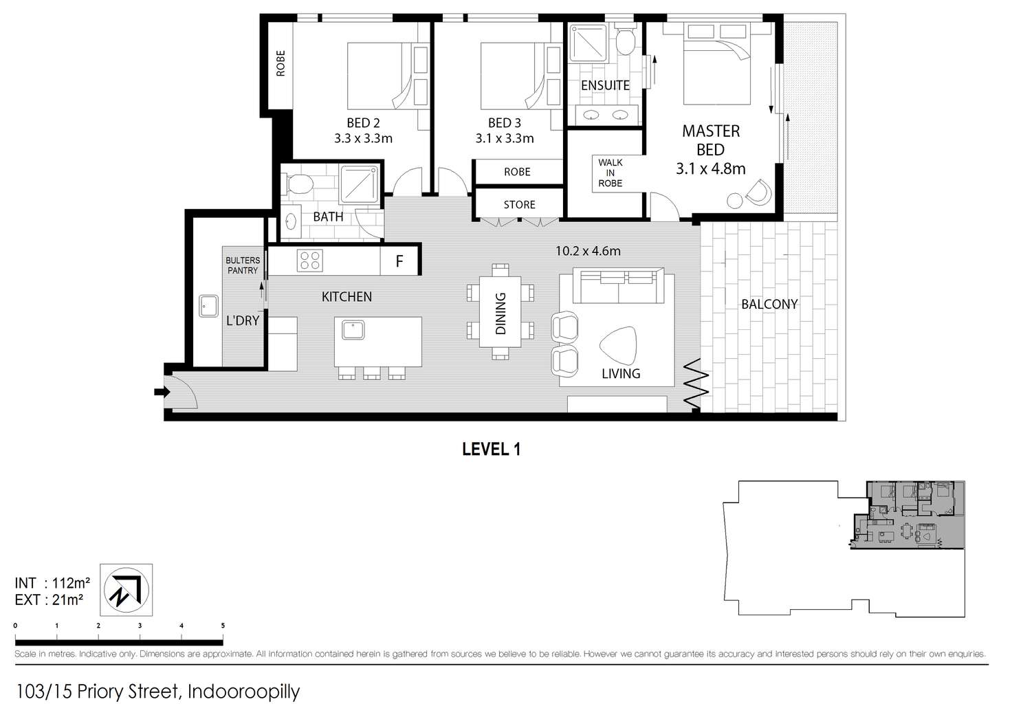 Floorplan of Homely apartment listing, 103/15 Priory Street, Indooroopilly QLD 4068