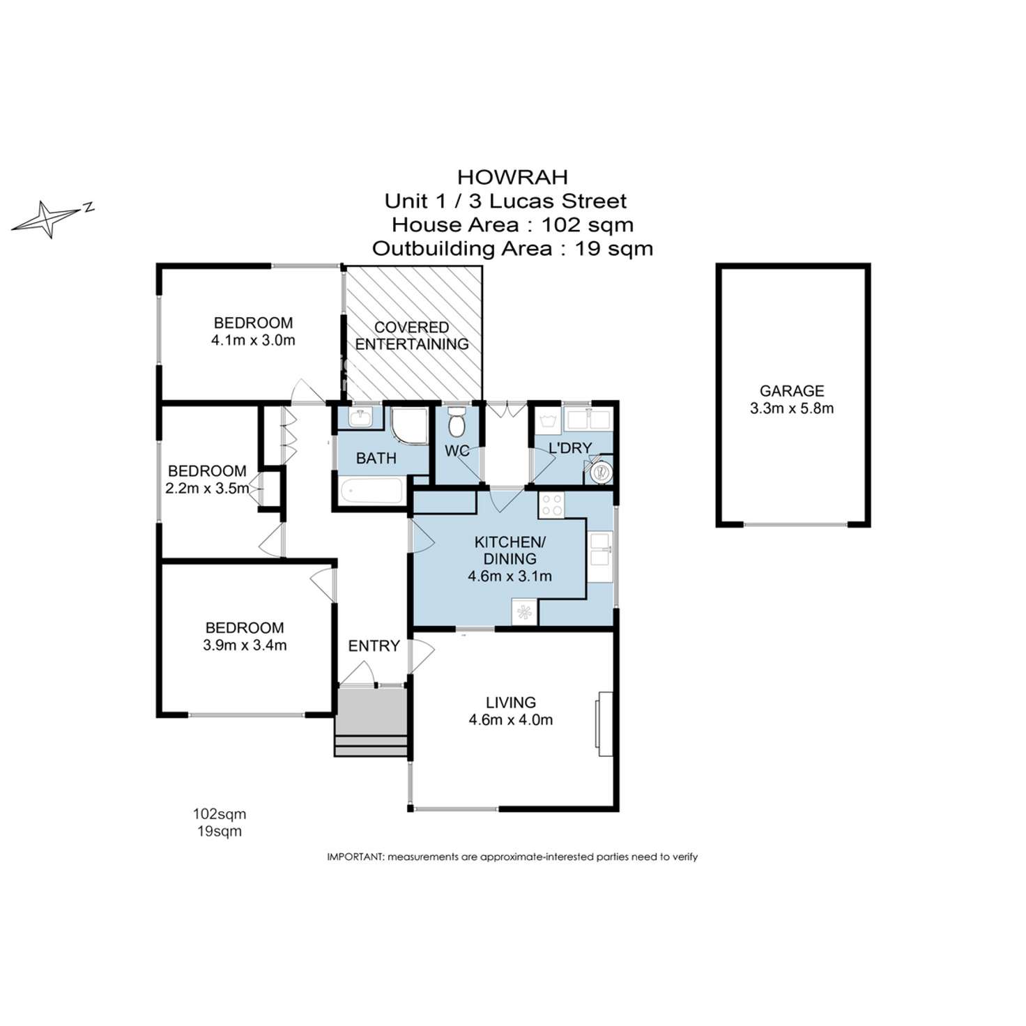 Floorplan of Homely house listing, 1/3 Lucas Street, Howrah TAS 7018