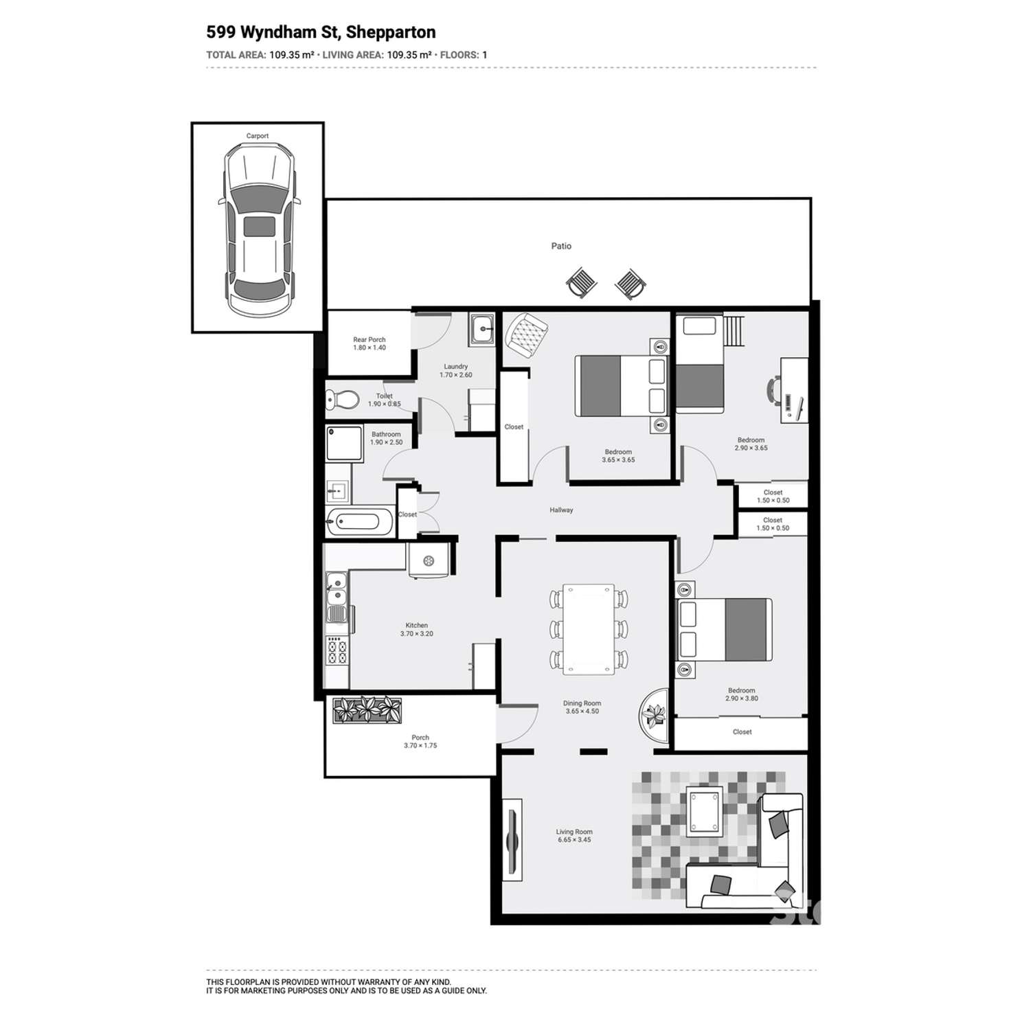 Floorplan of Homely house listing, 599 Wyndham Street, Shepparton VIC 3630