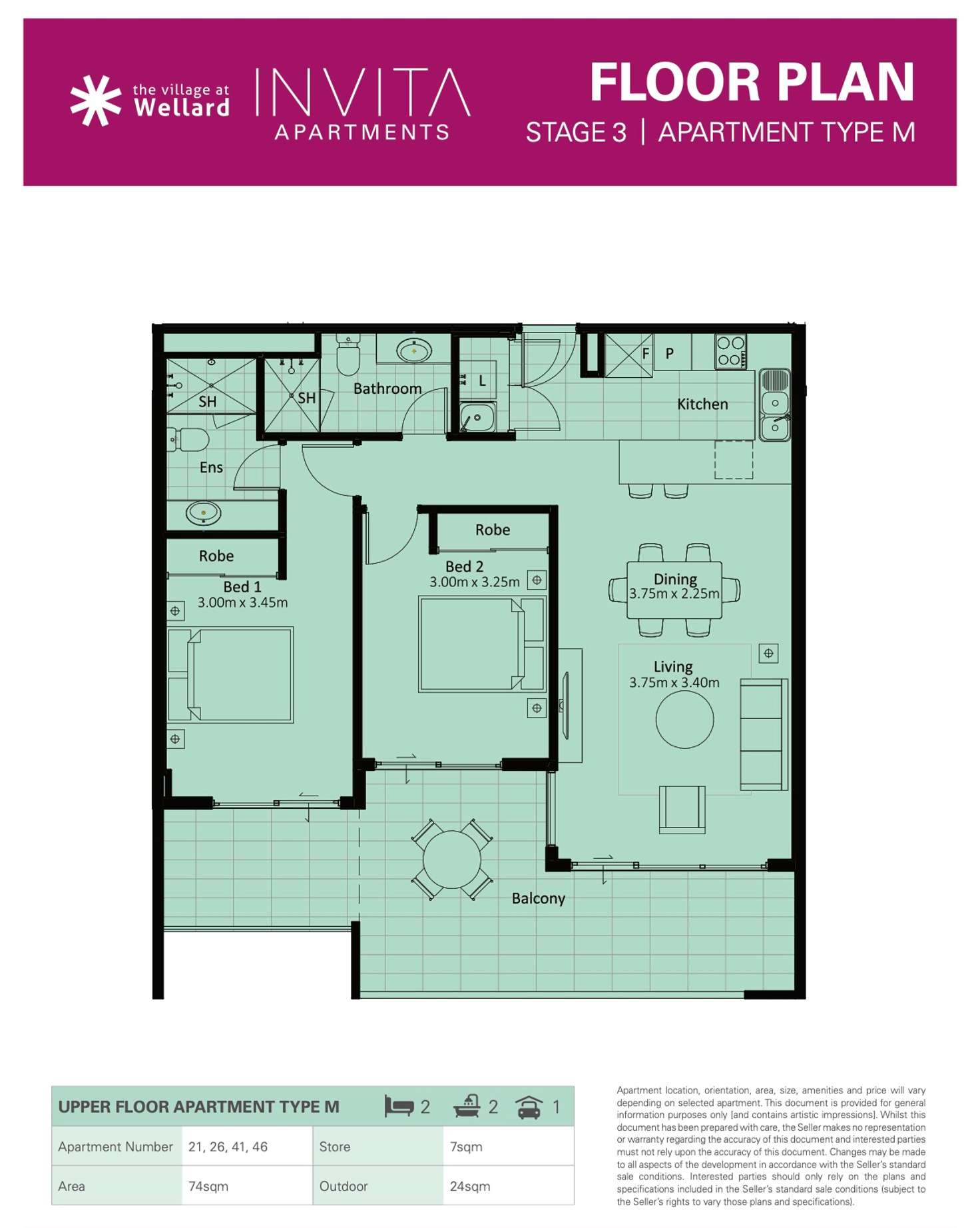 Floorplan of Homely apartment listing, 208/50 Pimlico Crescent, Wellard WA 6170