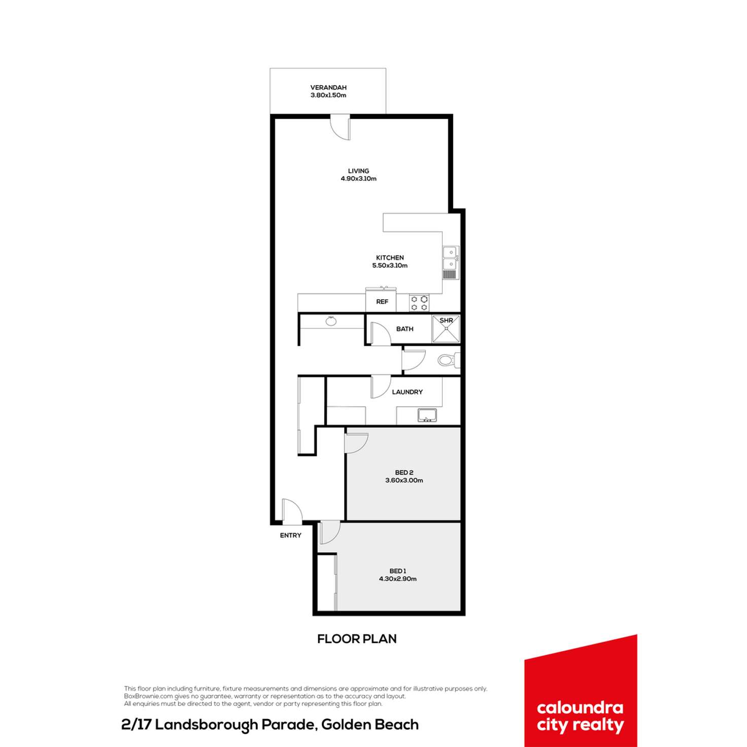 Floorplan of Homely unit listing, 2/17 Landsborough Parade, Golden Beach QLD 4551