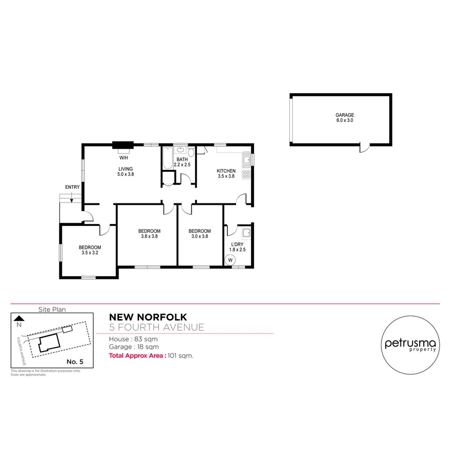 Floorplan of Homely house listing, 5 Fourth Avenue, New Norfolk TAS 7140
