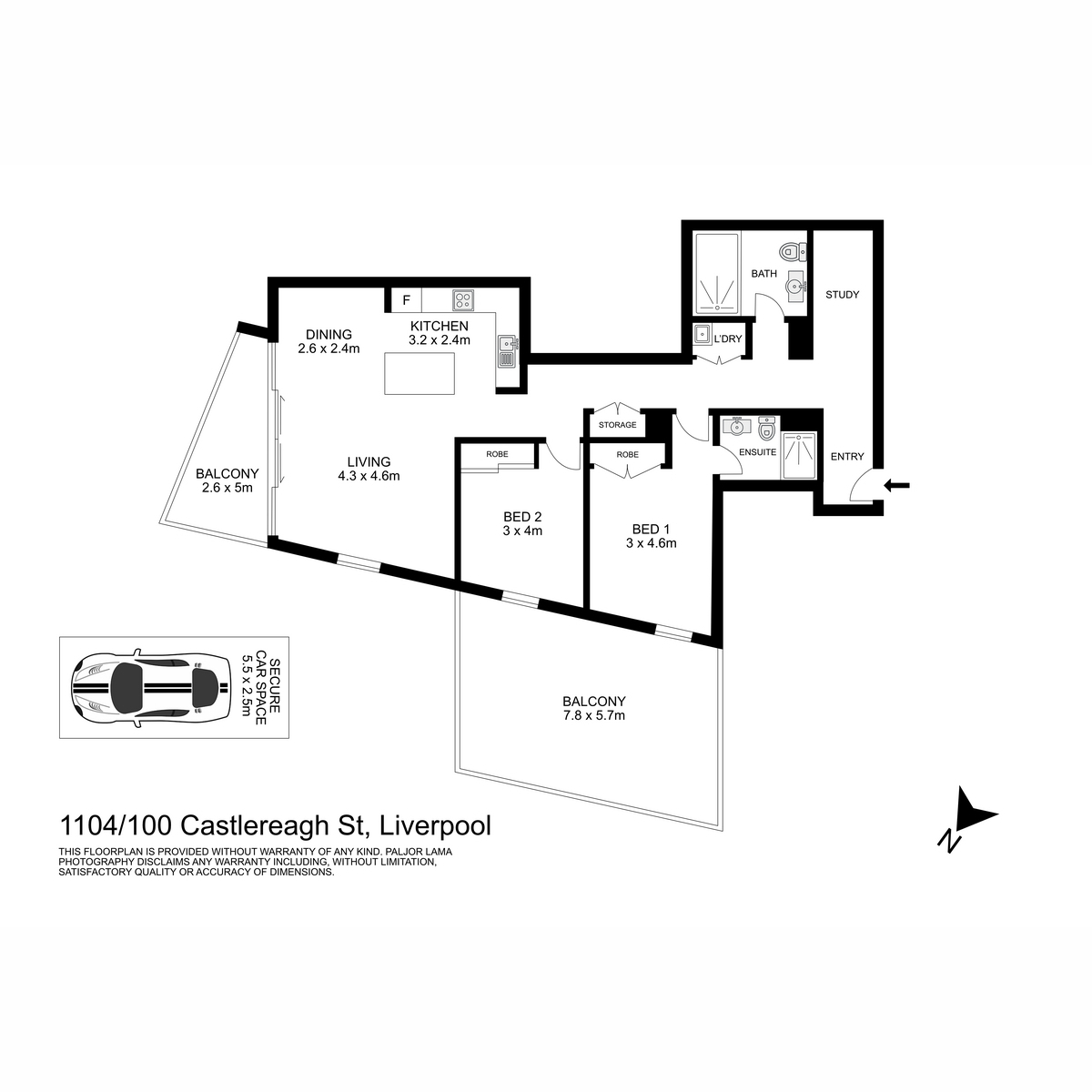 Floorplan of Homely apartment listing, A1104/100 Castlereagh Street, Liverpool NSW 2170