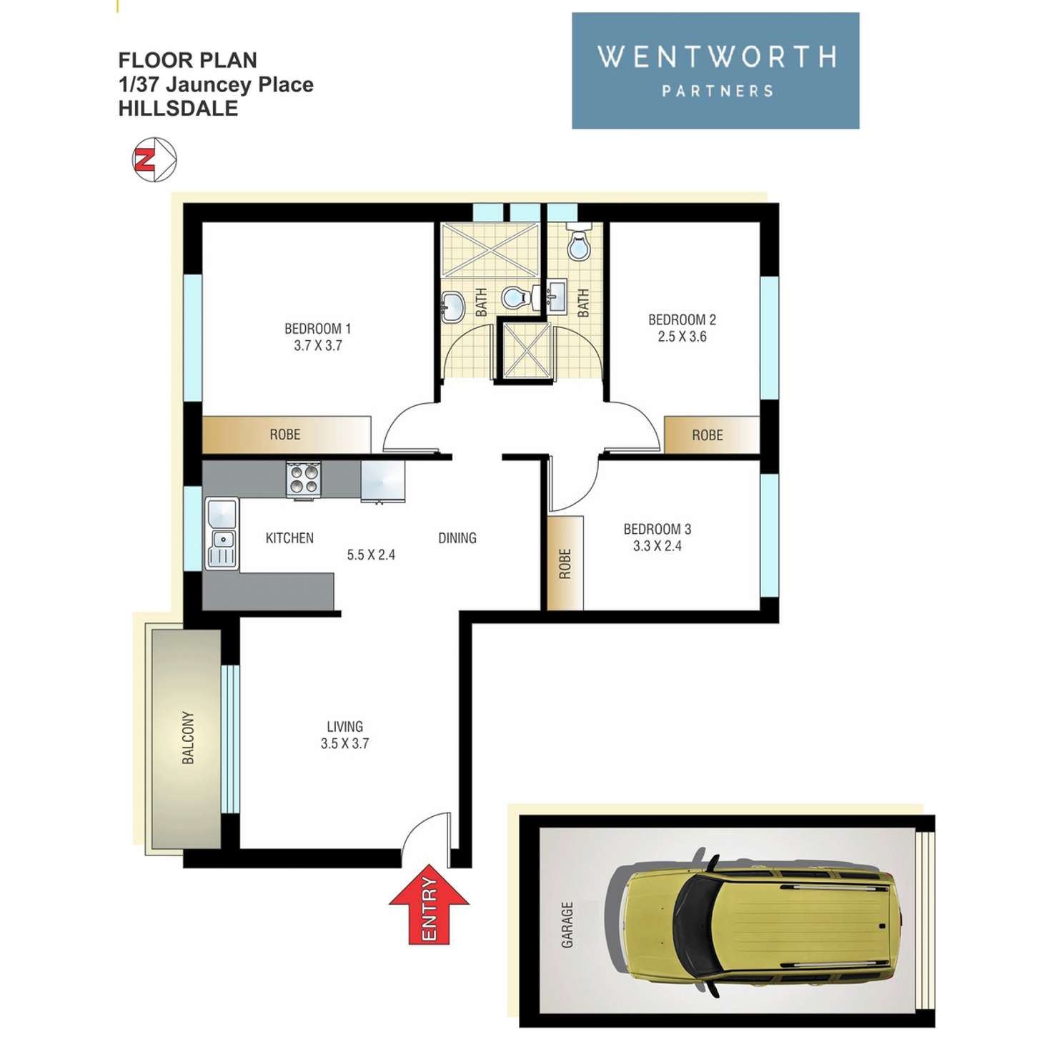 Floorplan of Homely apartment listing, 1/37 Jauncey Place, Hillsdale NSW 2036