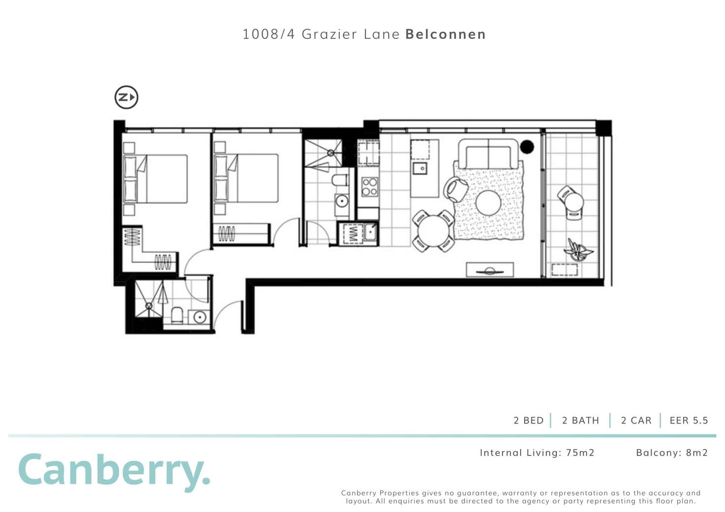 Floorplan of Homely apartment listing, 1008/4 Grazier Lane, Belconnen ACT 2617
