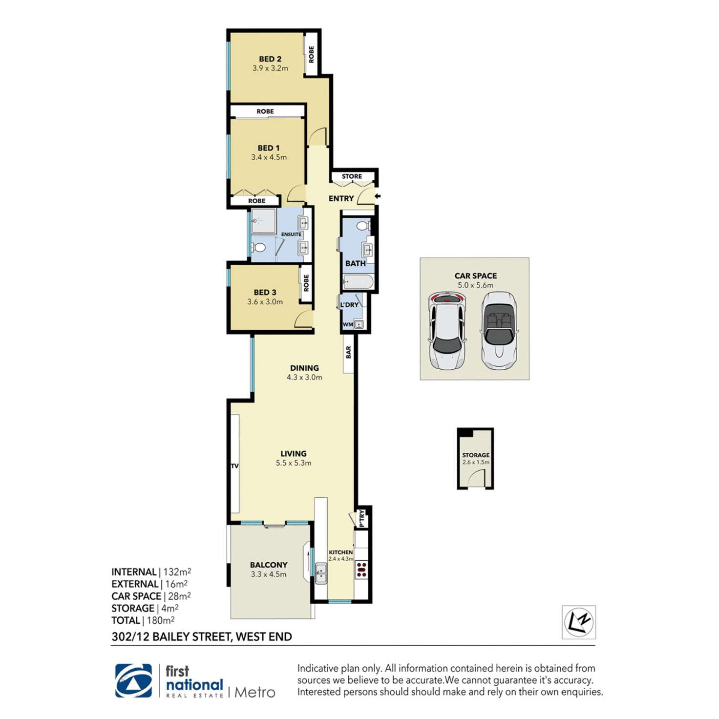 Floorplan of Homely apartment listing, 302/12 Bailey Street, West End QLD 4101