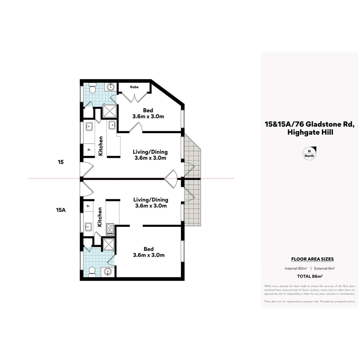 Floorplan of Homely apartment listing, 15-15A/76-78 Gladstone Road, Highgate Hill QLD 4101