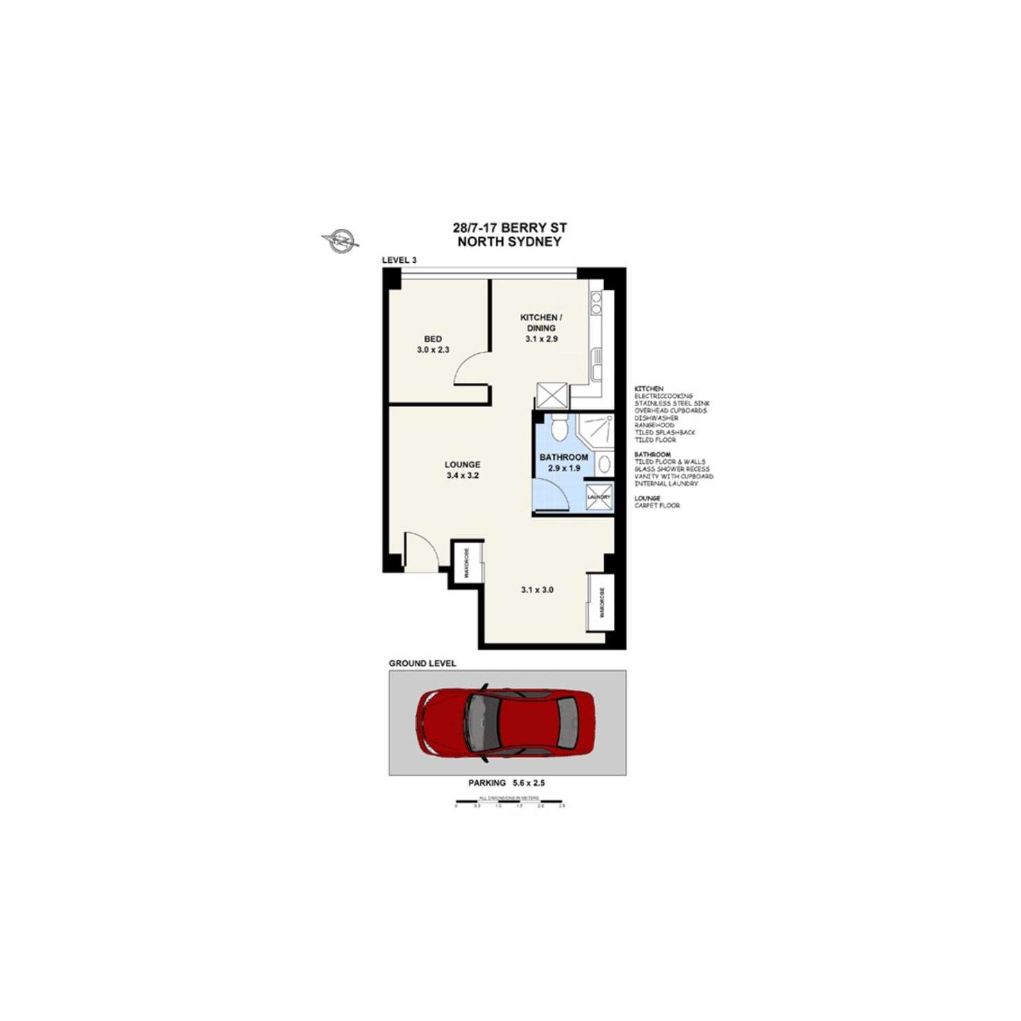 Floorplan of Homely apartment listing, 28/7-17 Berry Street, North Sydney NSW 2060