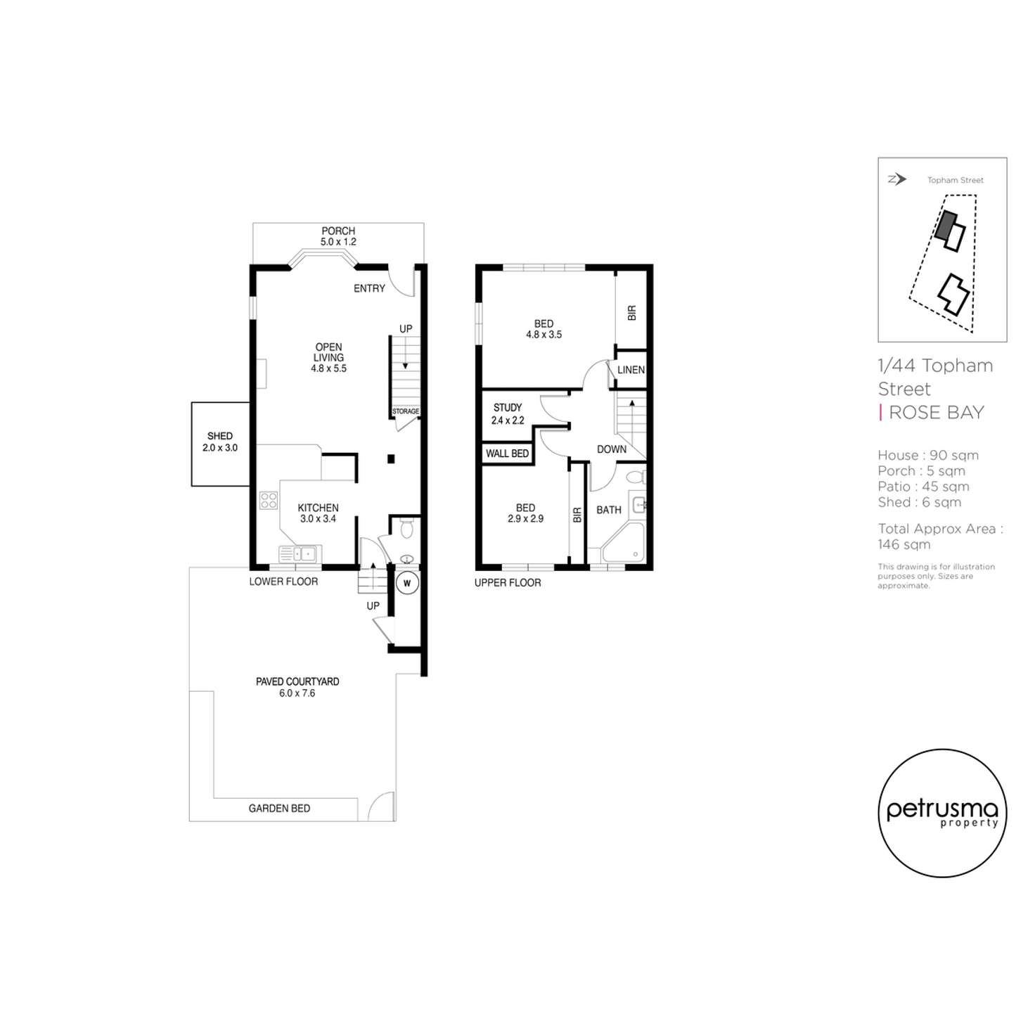 Floorplan of Homely unit listing, 1/44 Topham Street, Rose Bay TAS 7015