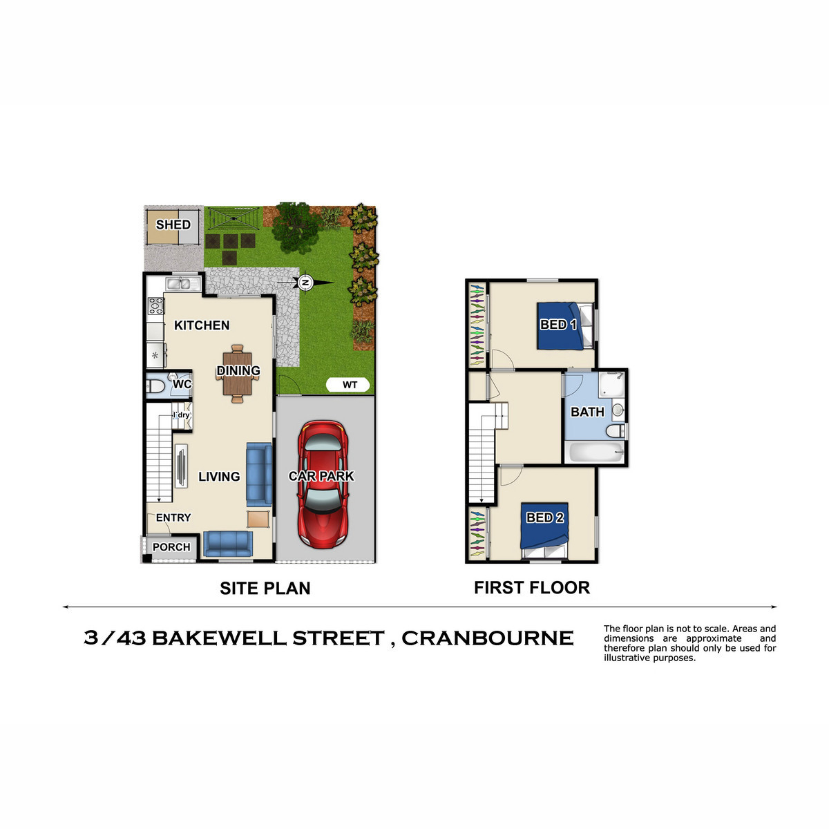 Floorplan of Homely townhouse listing, 3/43 Bakewell Street, Cranbourne VIC 3977