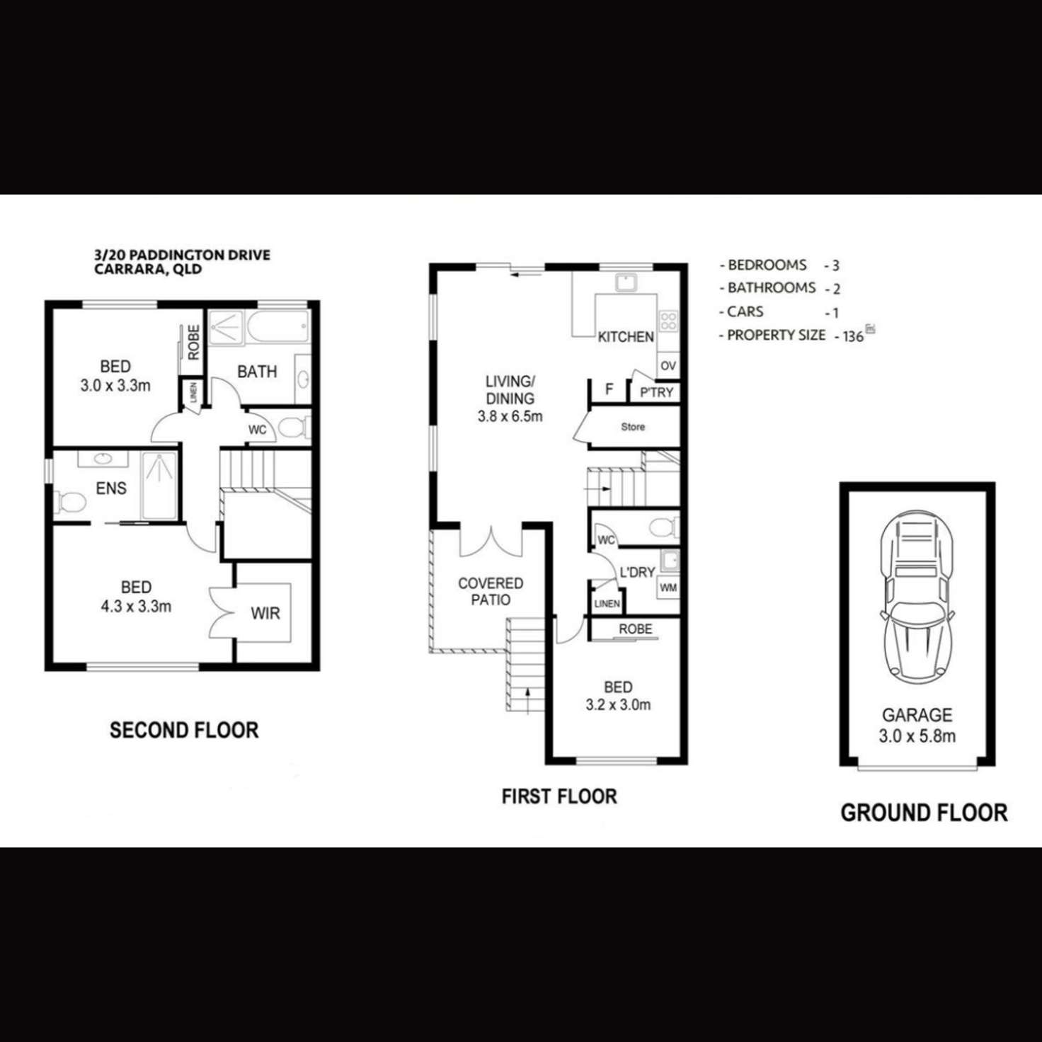 Floorplan of Homely townhouse listing, 3/20 Paddington Drive, Carrara QLD 4211