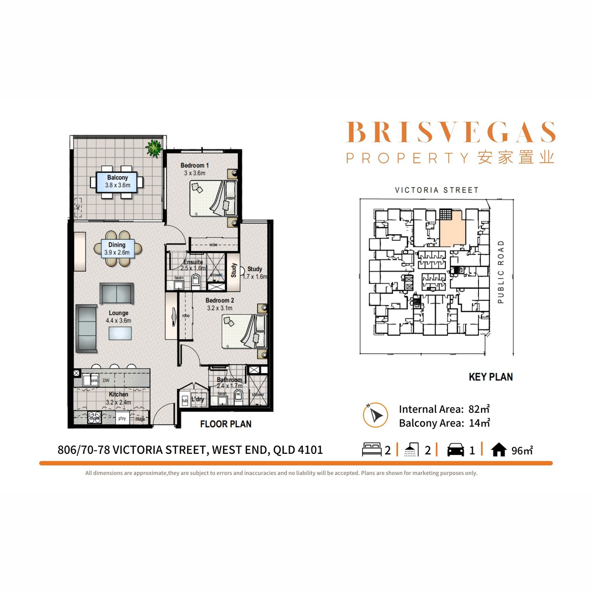 Floorplan of Homely apartment listing, 806/70-78 Victoria Street, West End QLD 4101